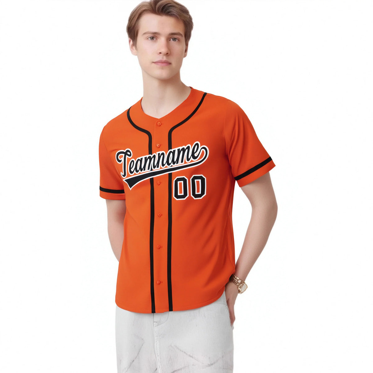 Custom Orange Black Classic Style Authentic Baseball Jersey