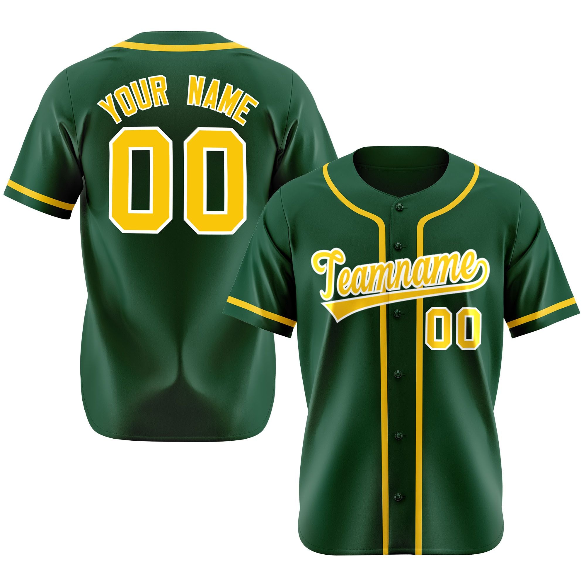 Custom Green Glod Classic Style Authentic Baseball Jersey