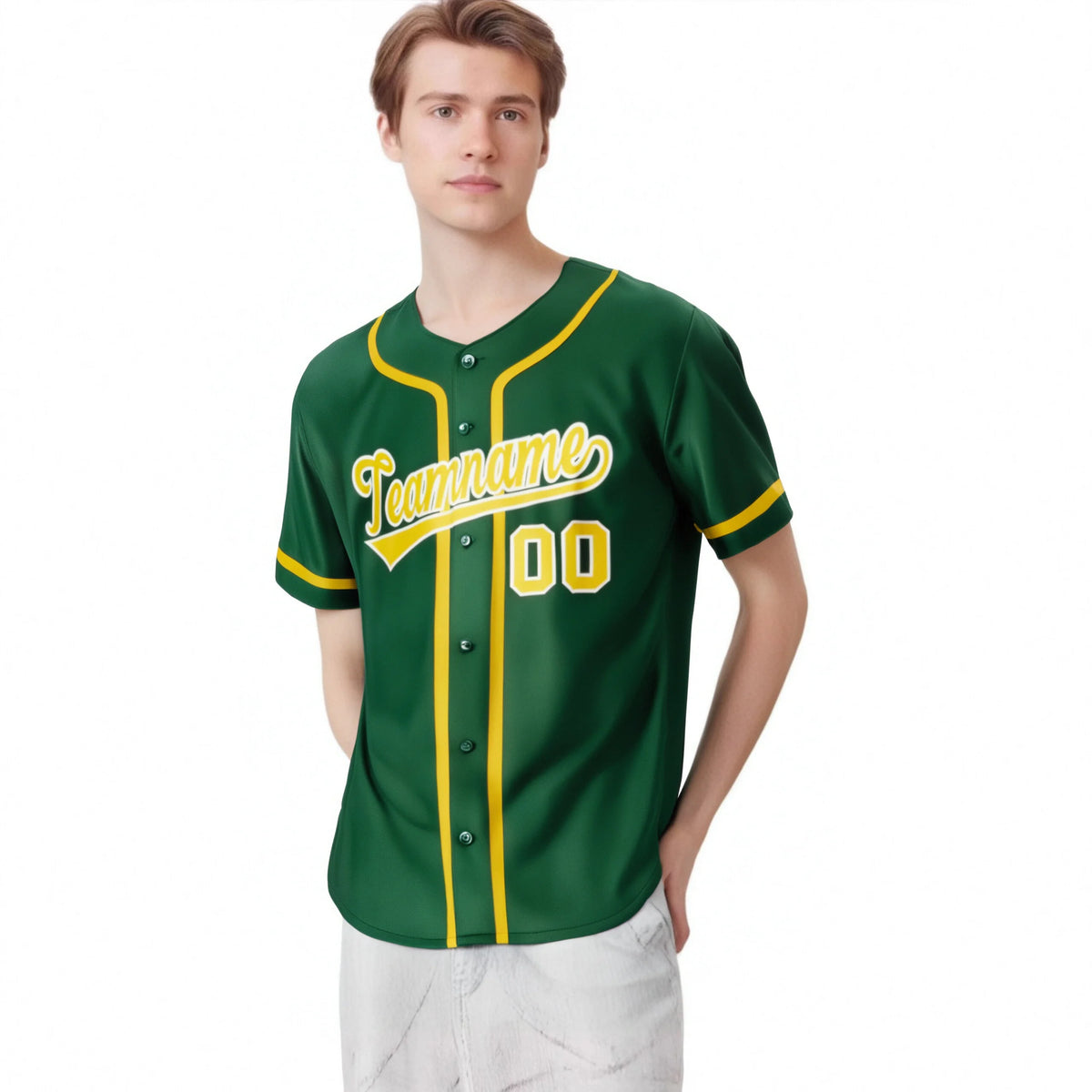 Custom Green Glod Classic Style Authentic Baseball Jersey