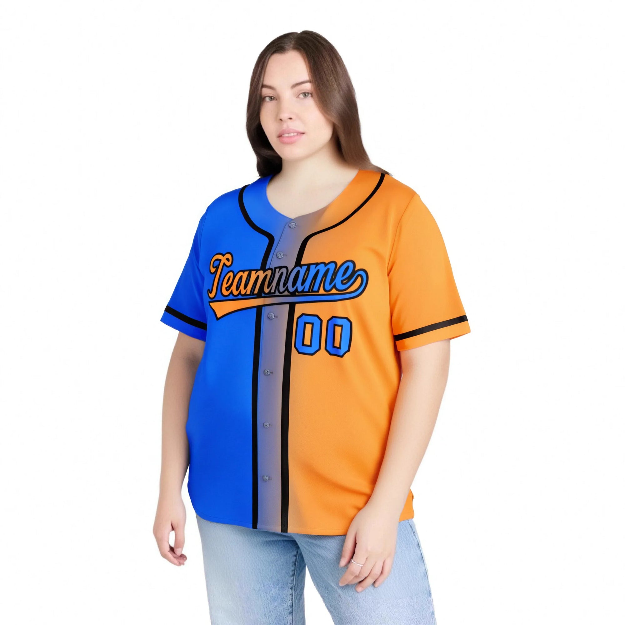 Custom Orange Blue Gradient Style Authentic Baseball Jersey