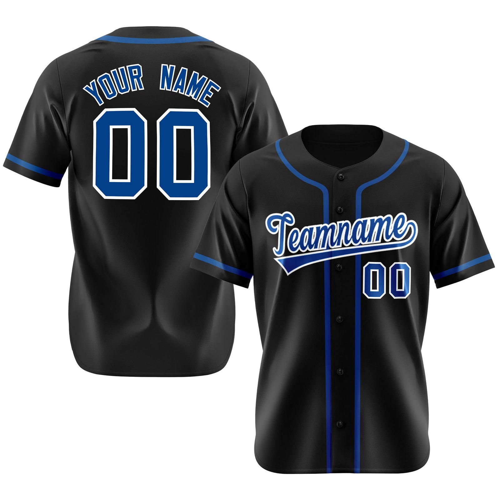 Custom Black Royal Blue Classic Style Authentic Baseball Jersey