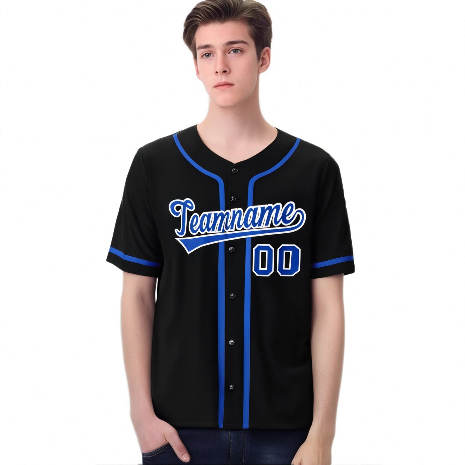 Custom Black Royal Blue Classic Style Authentic Baseball Jersey