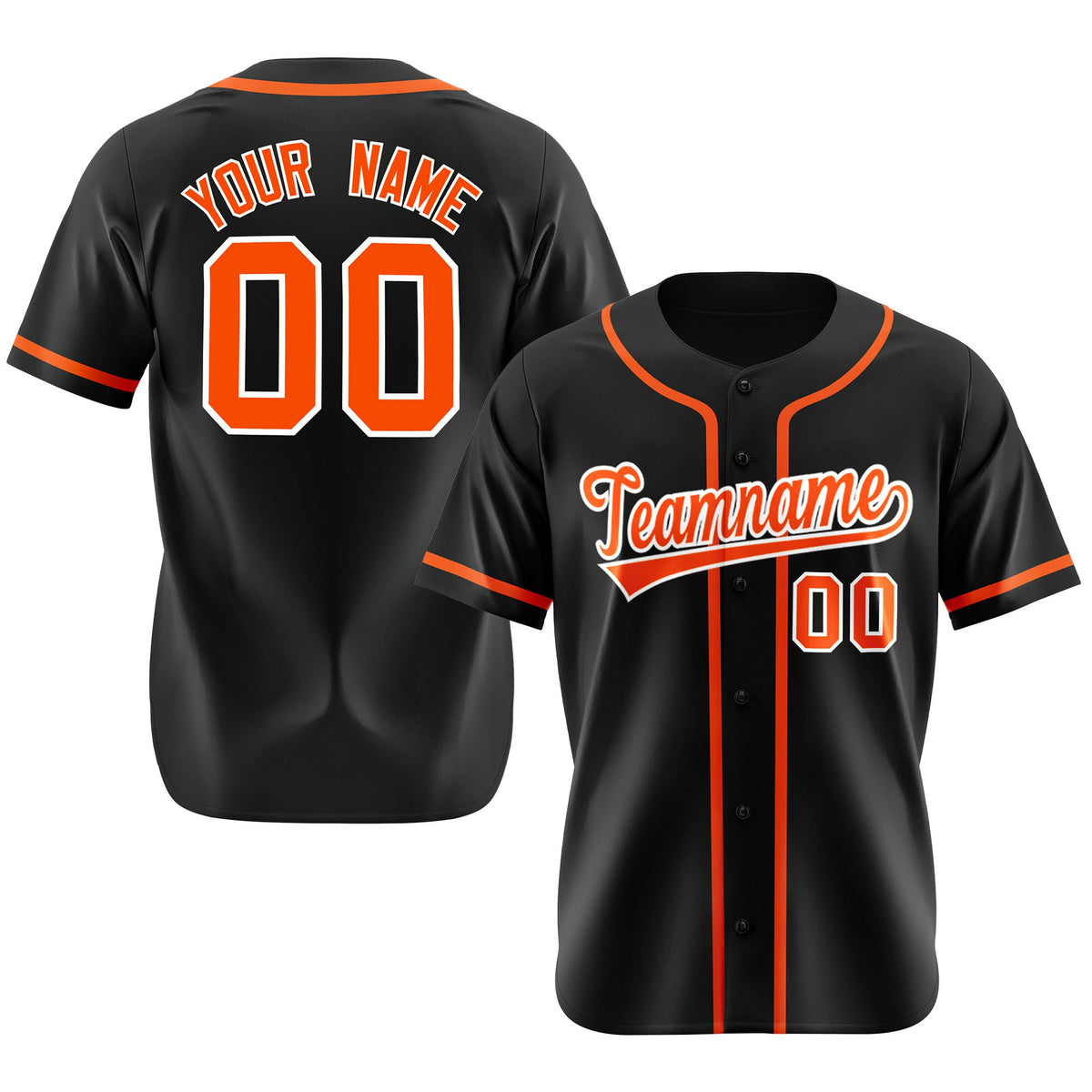 Custom Black Orange Classic Style Authentic Baseball Jersey