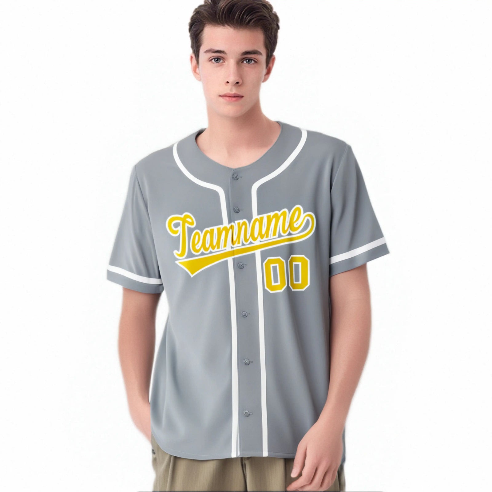 Custom Gray Glod White Classic Style Authentic Baseball Jersey
