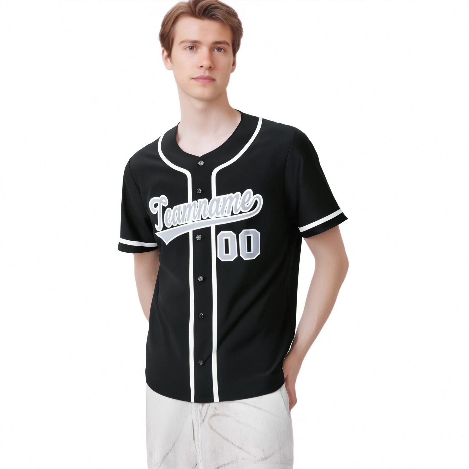 Custom Black Gray-White Classic Style Authentic Baseball Jersey