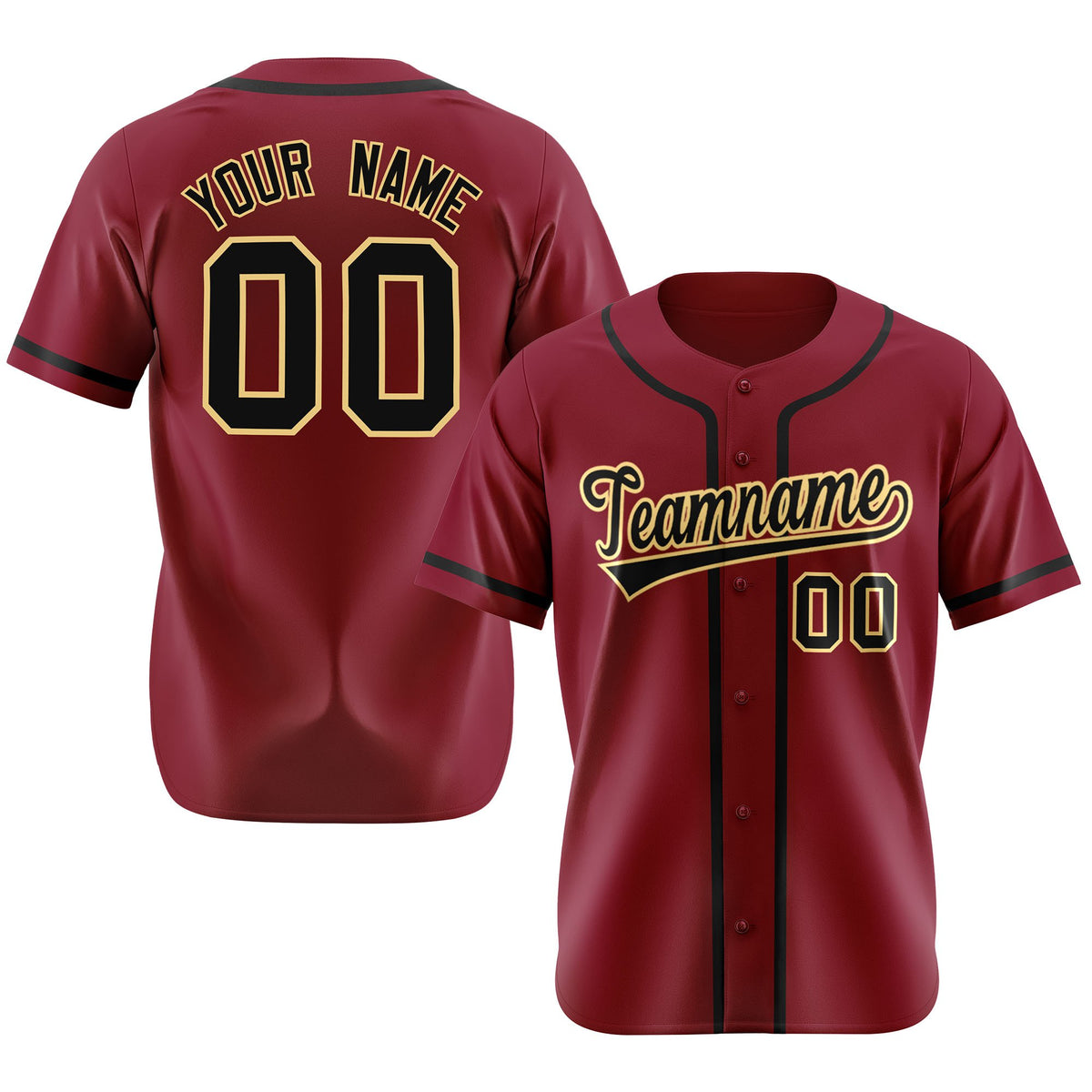 Custom Crimson Black Classic Style Authentic Baseball Jersey