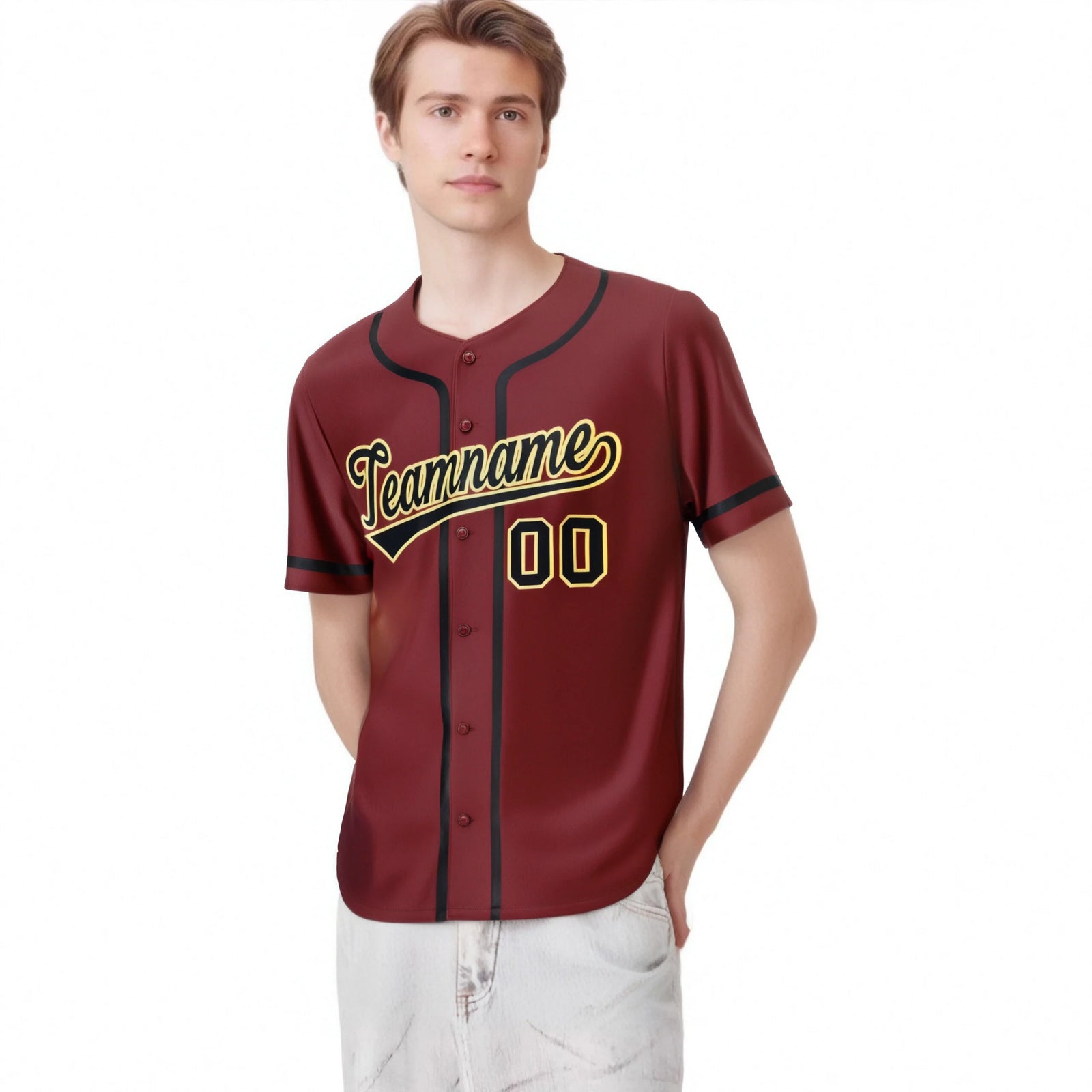Custom Crimson Black Classic Style Authentic Baseball Jersey