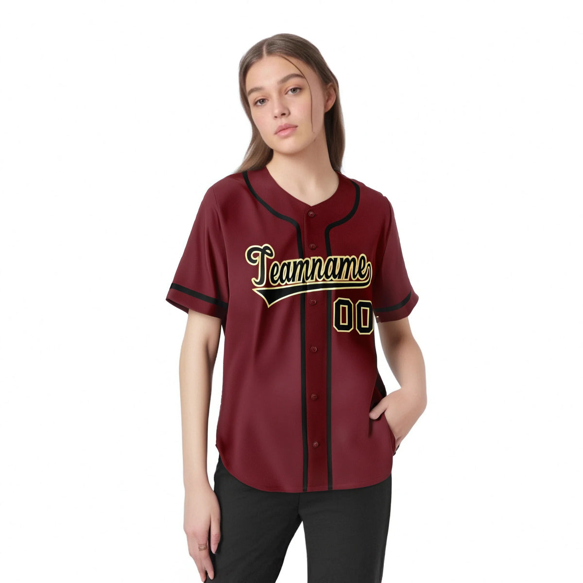 Custom Crimson Black Classic Style Authentic Baseball Jersey