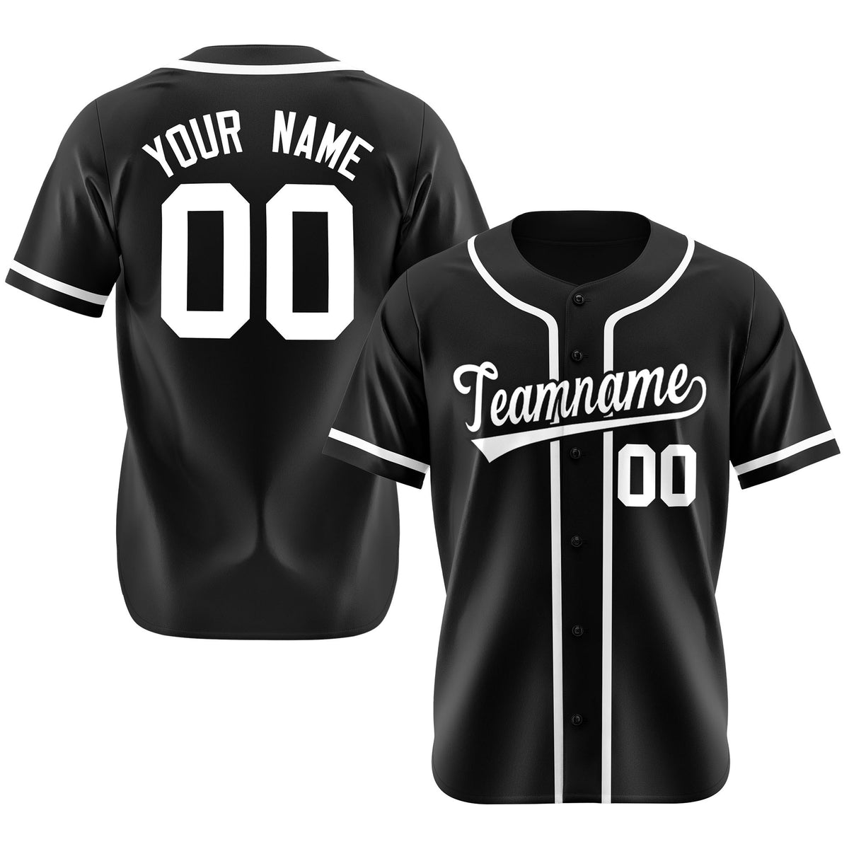 Custom Black White Classic Style Authentic Baseball Jersey