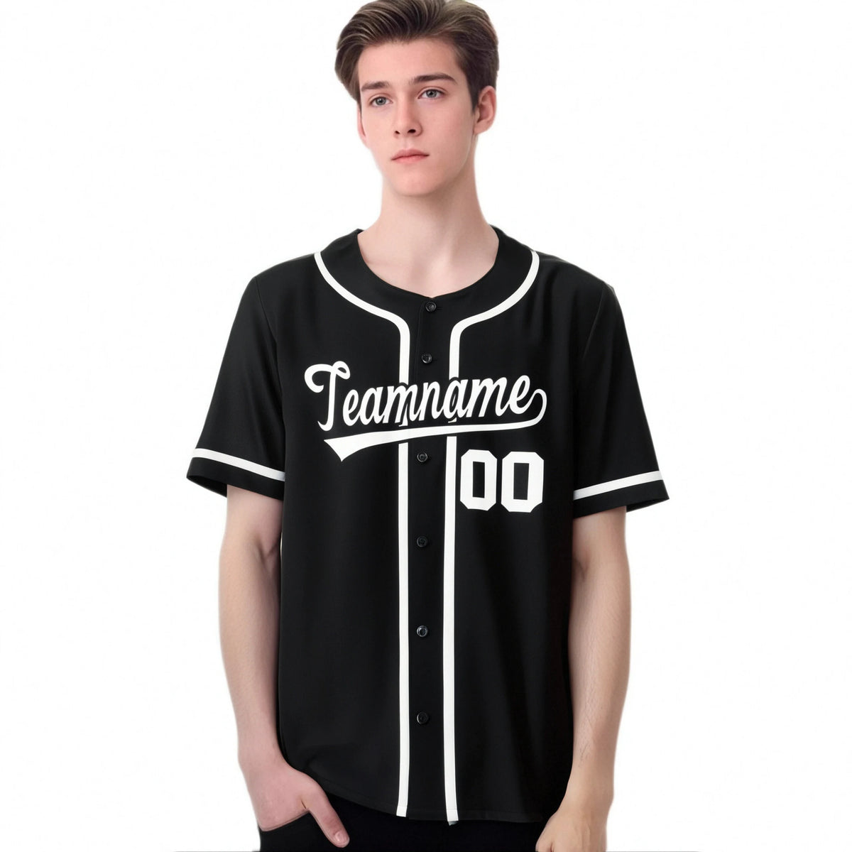 Custom Black White Classic Style Authentic Baseball Jersey