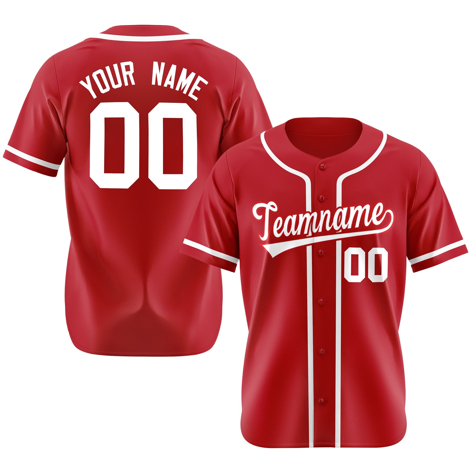 Custom Red White Classic Style Authentic Baseball Jersey