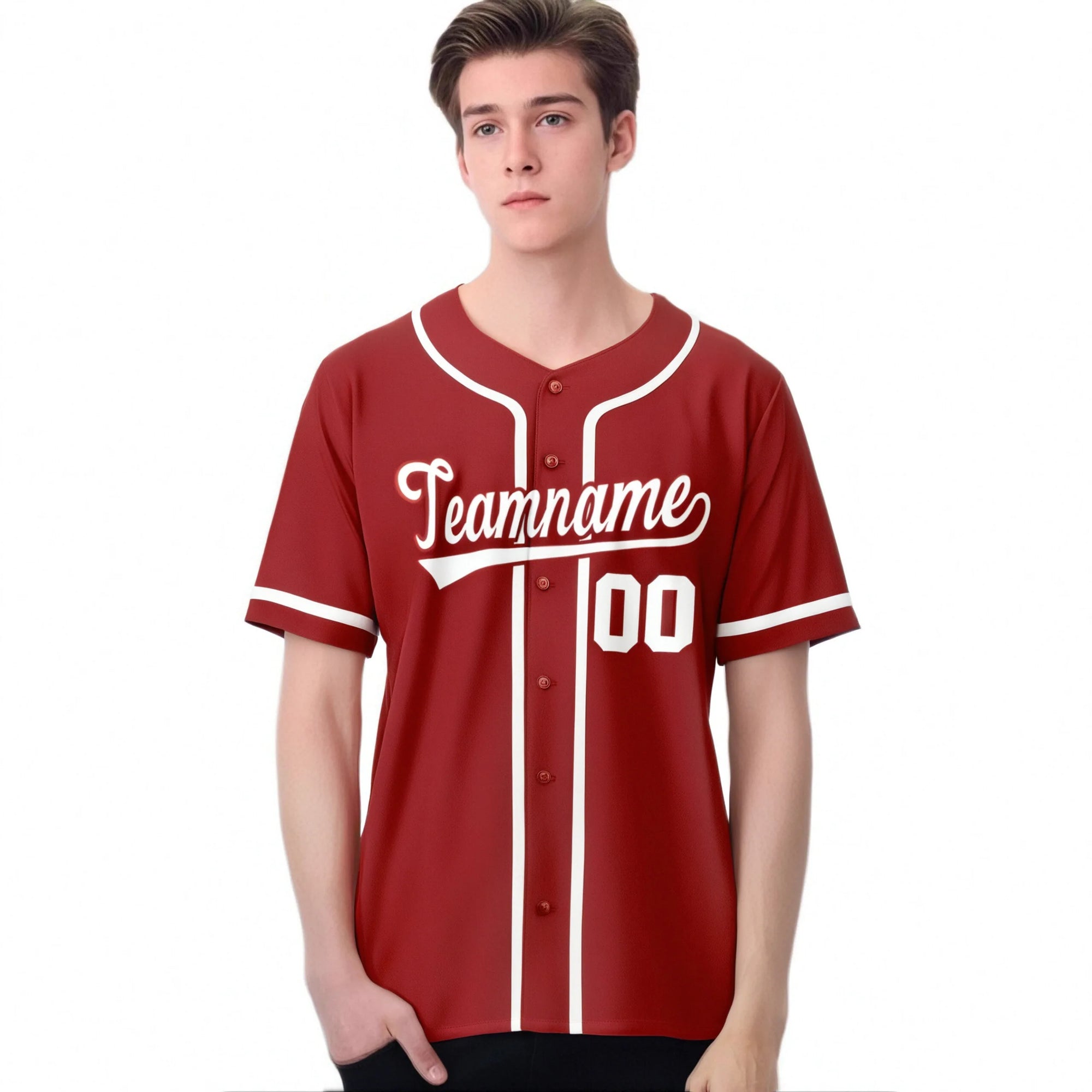 Custom Red White Classic Style Authentic Baseball Jersey