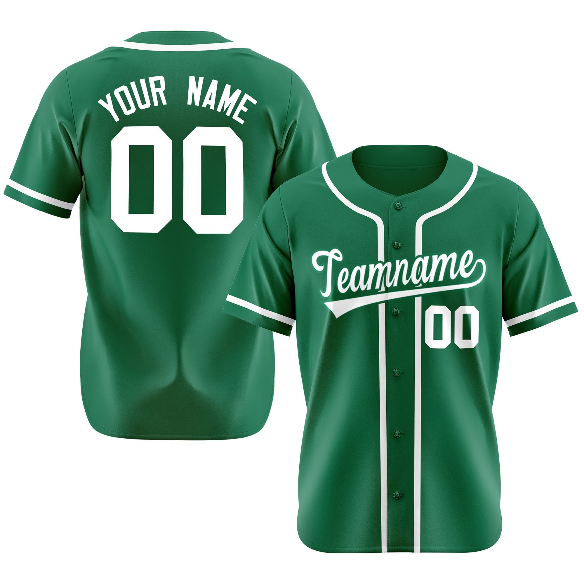 Custom Kelly Green White Classic Style Authentic Baseball Jersey