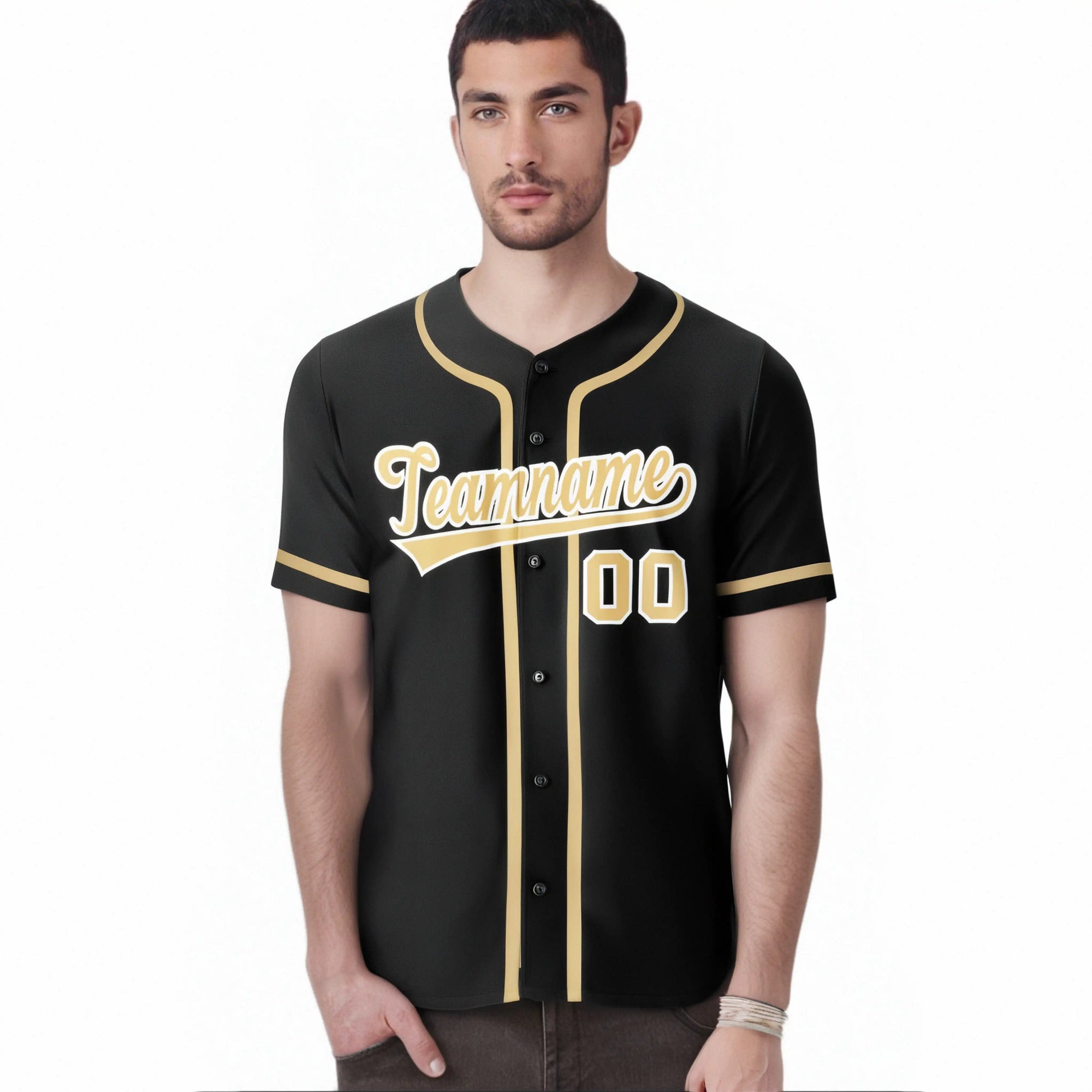 Custom Black Khaki Classic Style Authentic Baseball Jersey