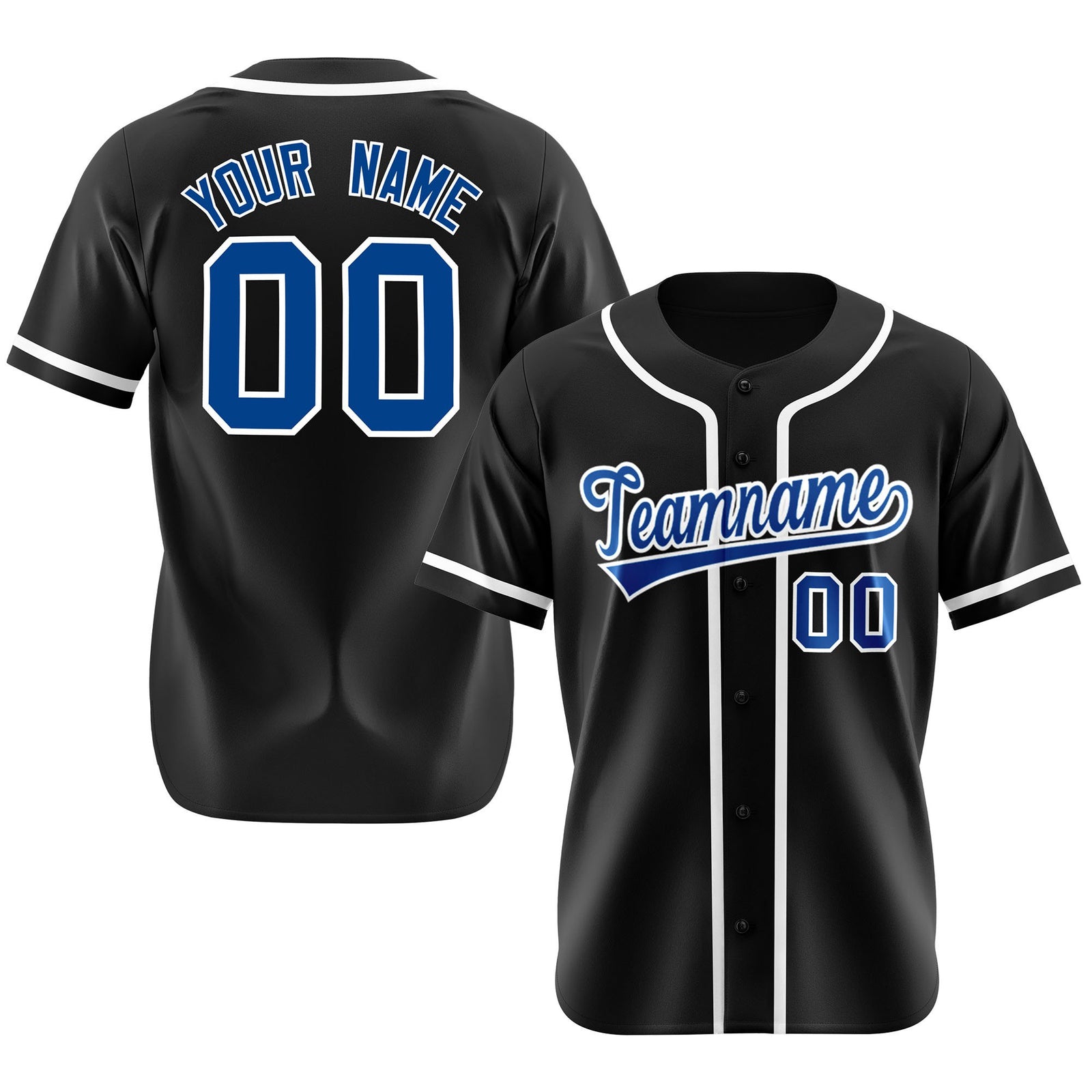 Custom Black Royal Blue-White Classic Style Authentic Baseball Jersey