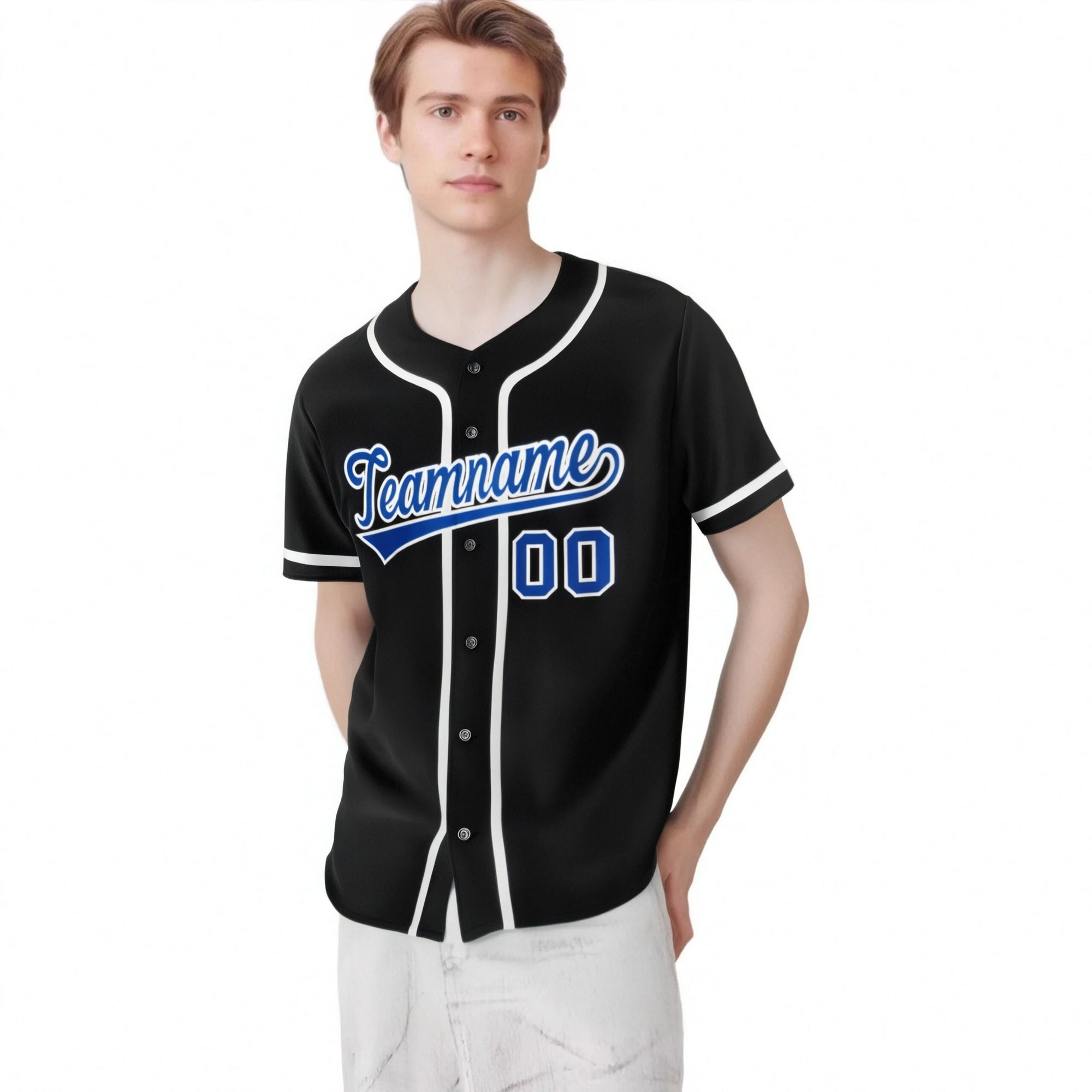 Custom Black Royal Blue-White Classic Style Authentic Baseball Jersey