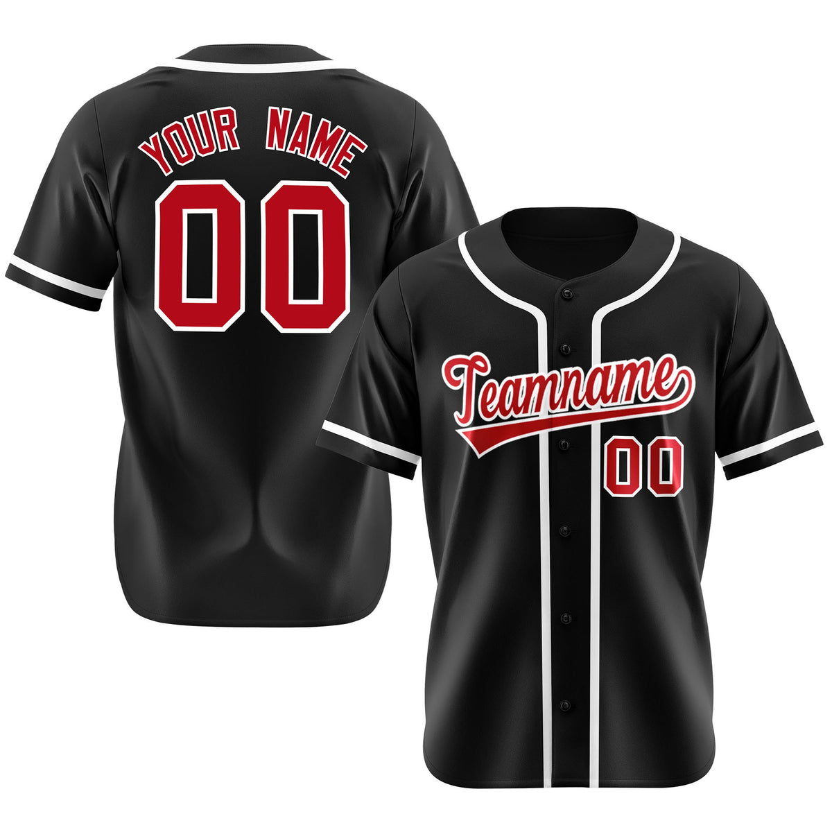 Custom Black Red-White Classic Style Authentic Baseball Jersey