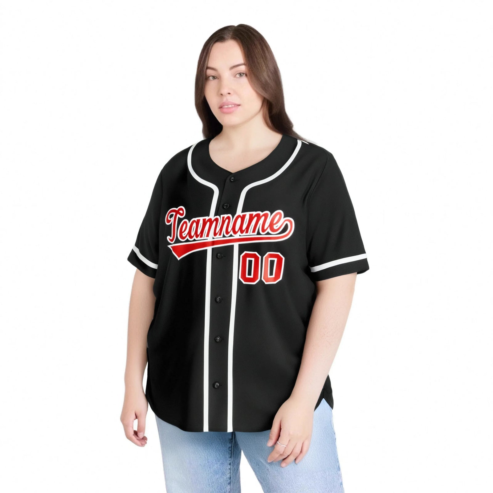 Custom Black Red-White Classic Style Authentic Baseball Jersey