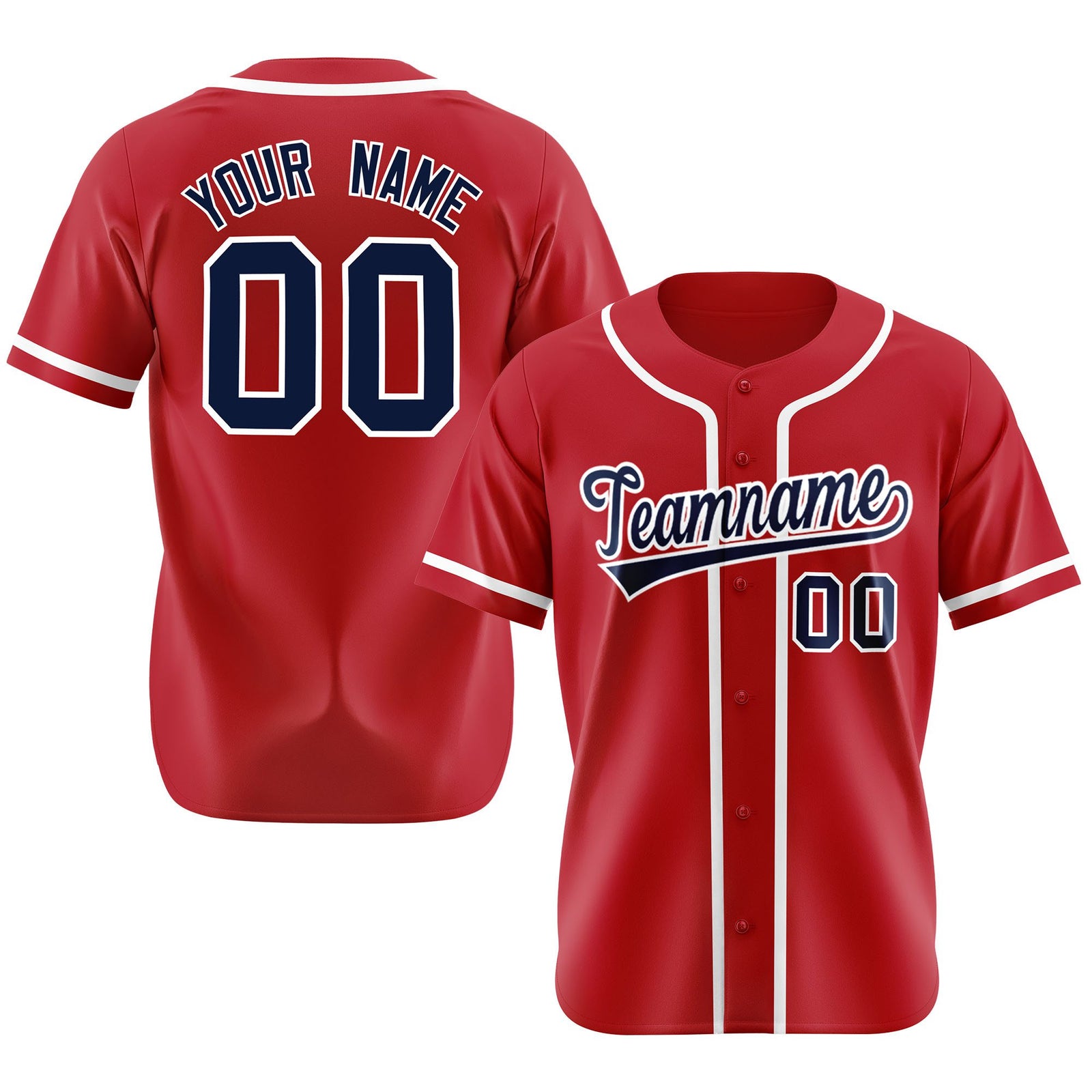 Custom Red Navy-White Classic Style Authentic Baseball Jersey