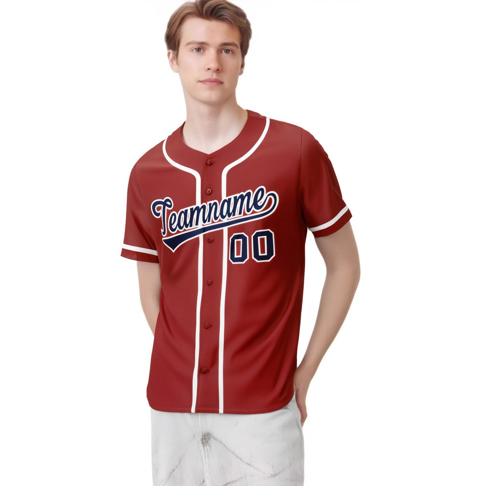 Custom Red Navy-White Classic Style Authentic Baseball Jersey