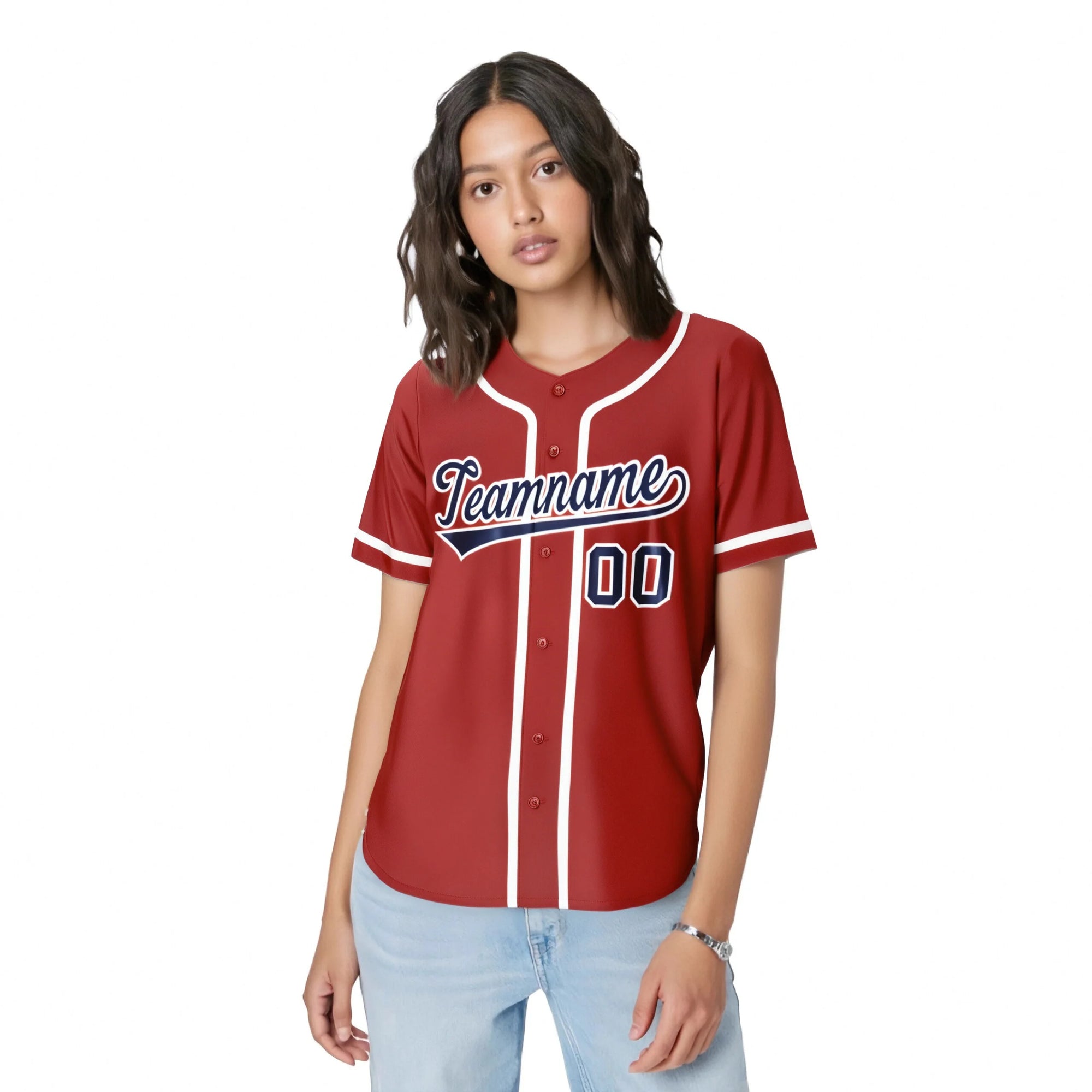 Custom Red Navy-White Classic Style Authentic Baseball Jersey