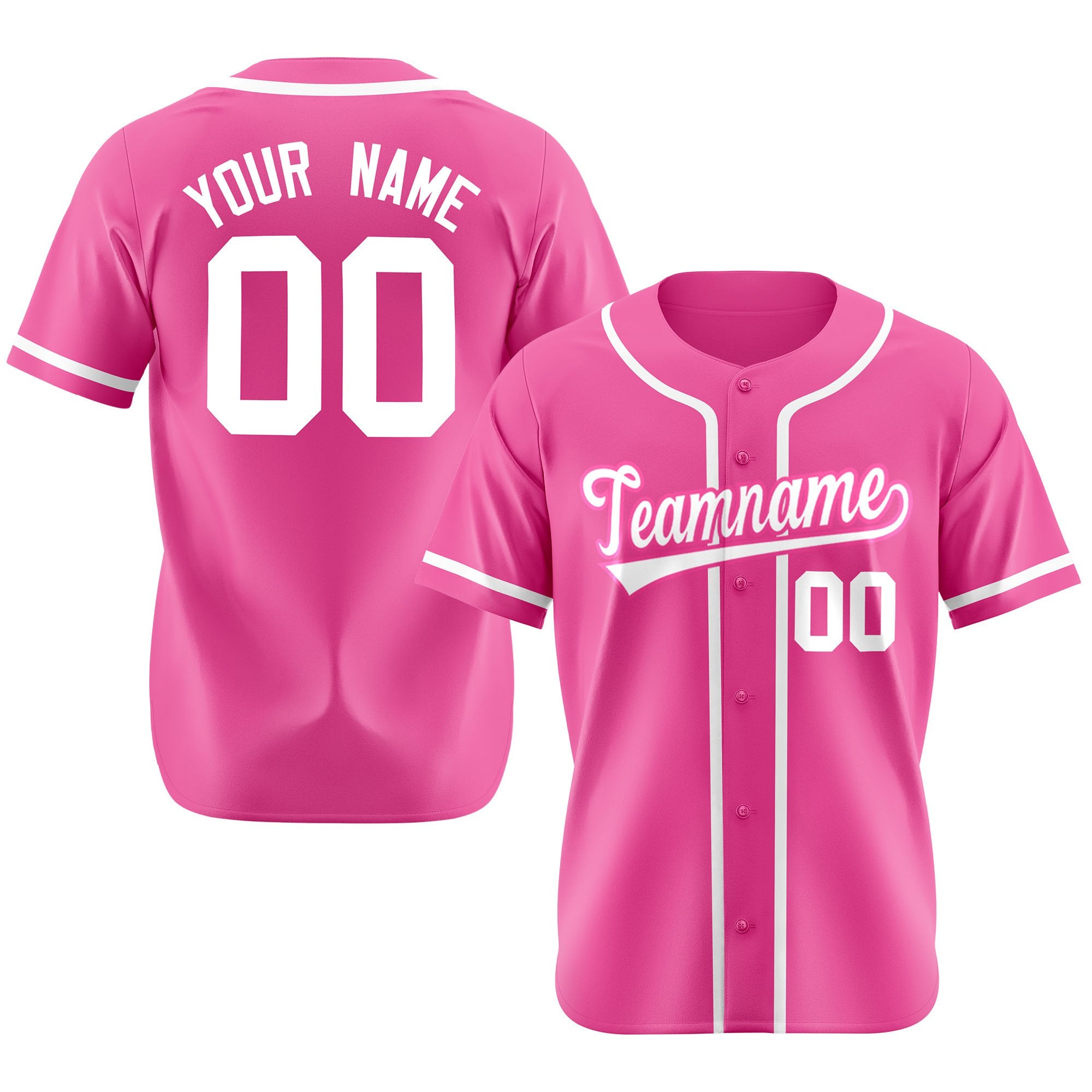 Custom Pink White Classic Style Authentic Baseball Jersey