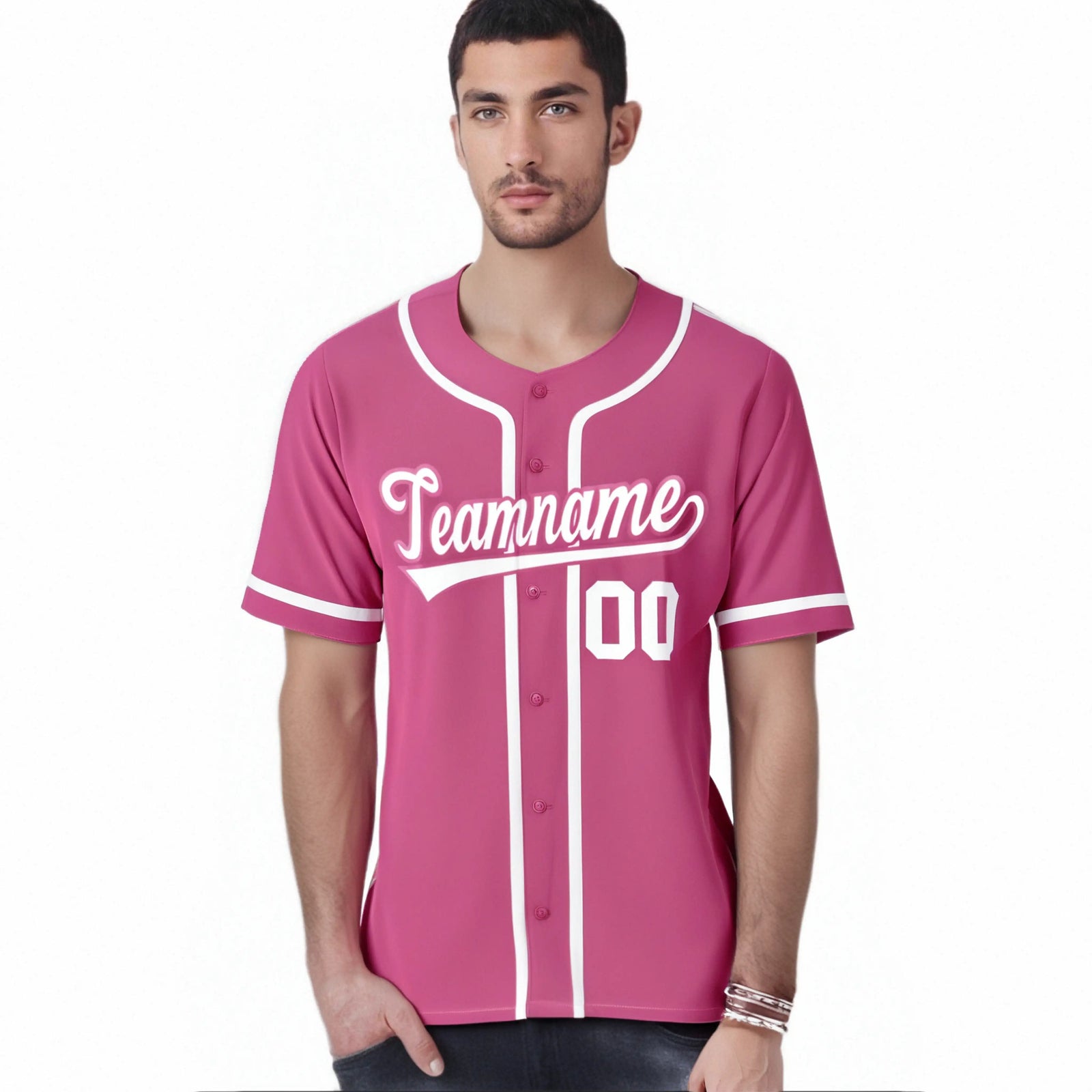 Custom Pink White Classic Style Authentic Baseball Jersey