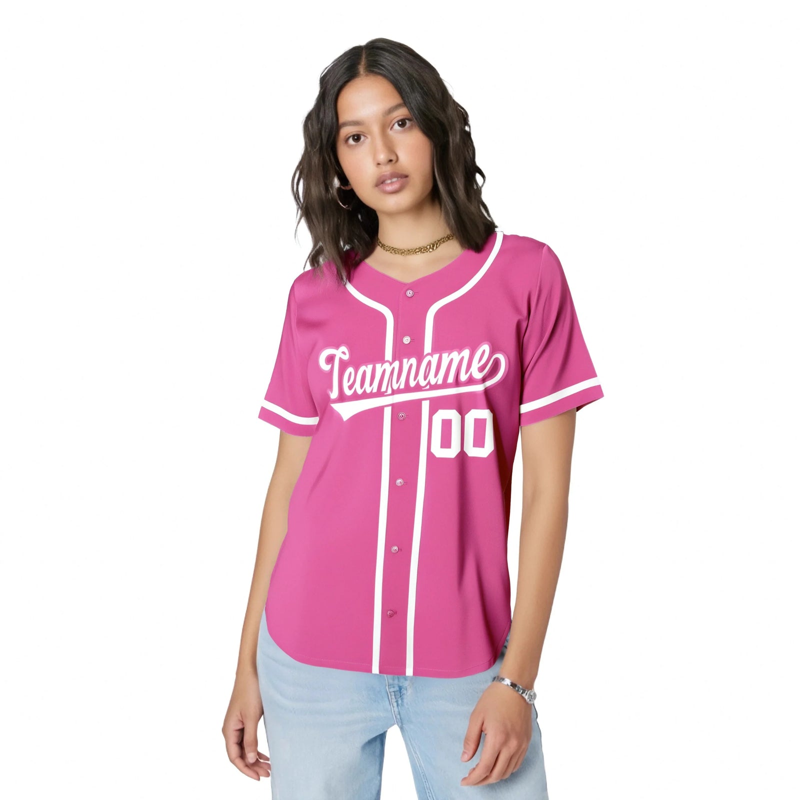 Custom Pink White Classic Style Authentic Baseball Jersey