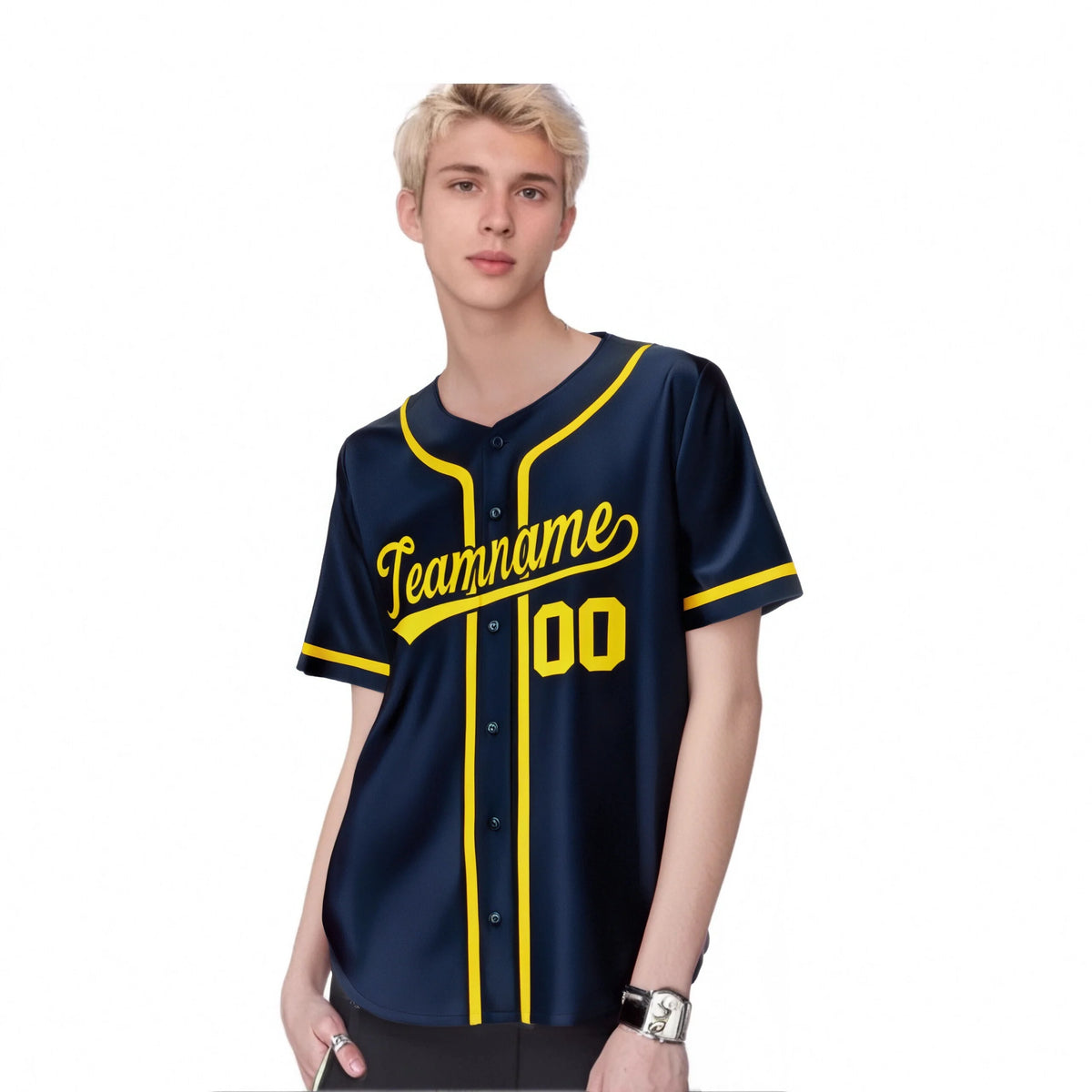 Custom Navy Gold Classic Style Authentic Baseball Jersey