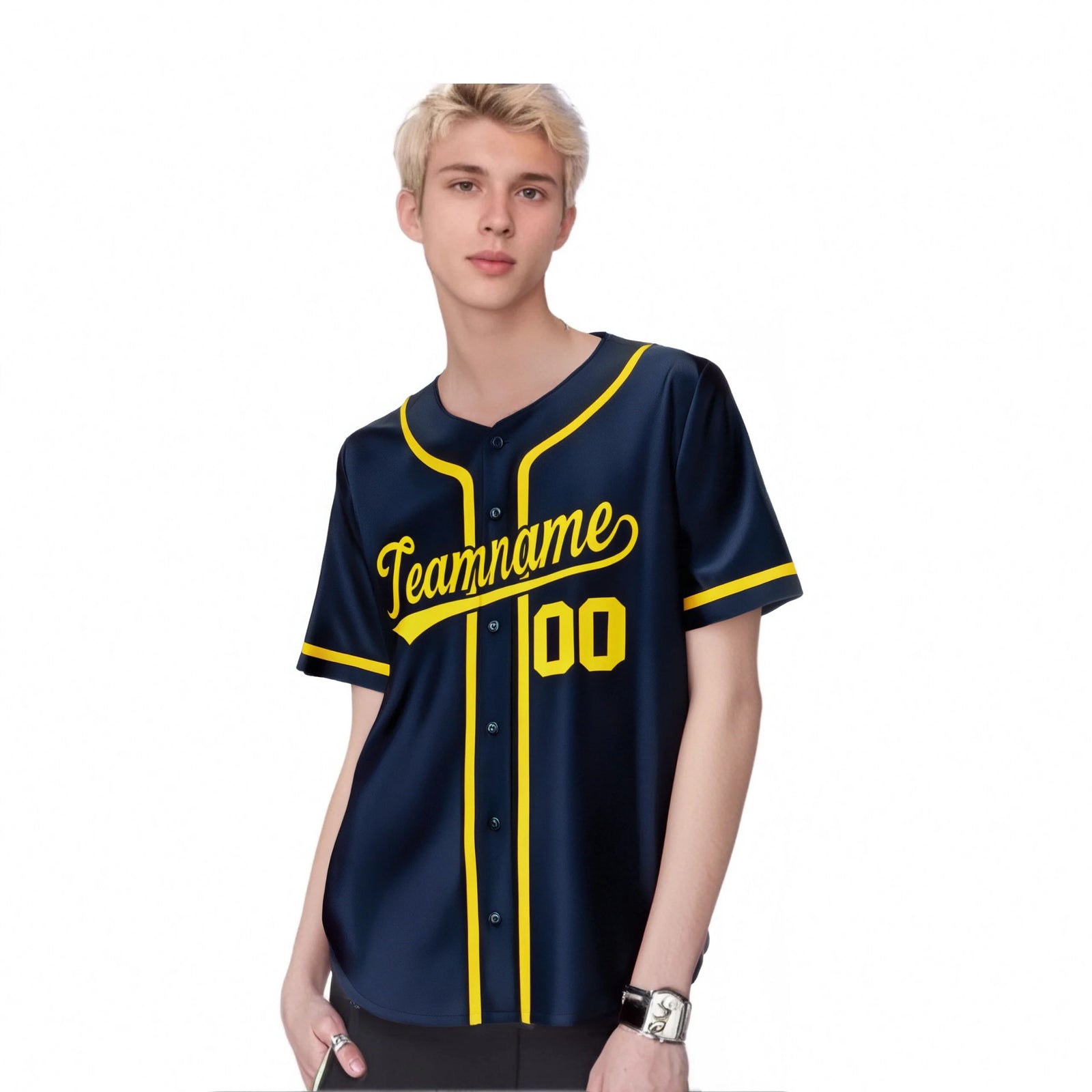 Custom Navy Gold Classic Style Authentic Baseball Jersey