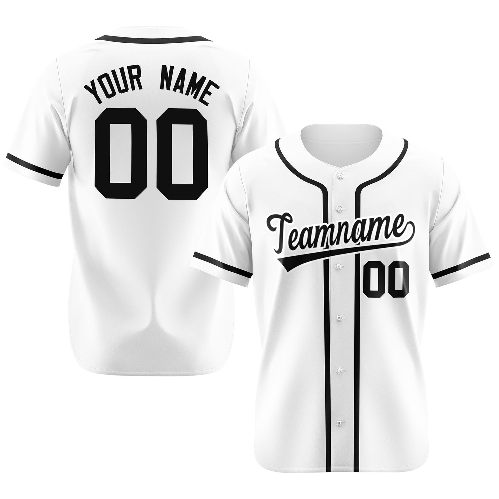 Custom White Black Classic Style Authentic Baseball Jersey
