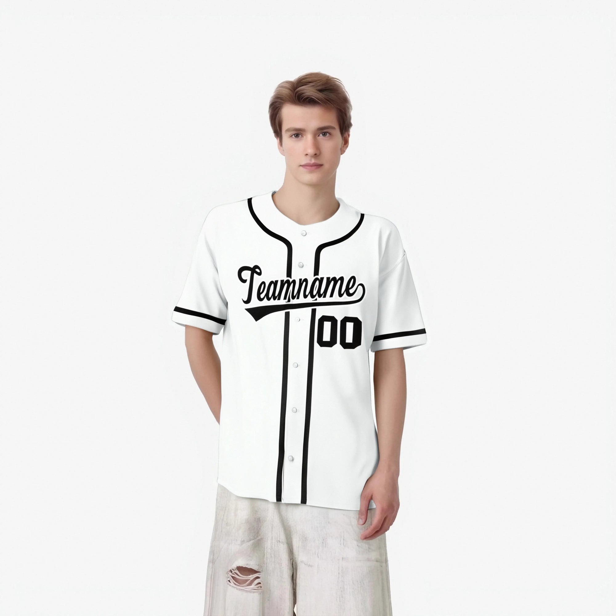 Custom White Black Classic Style Authentic Baseball Jersey