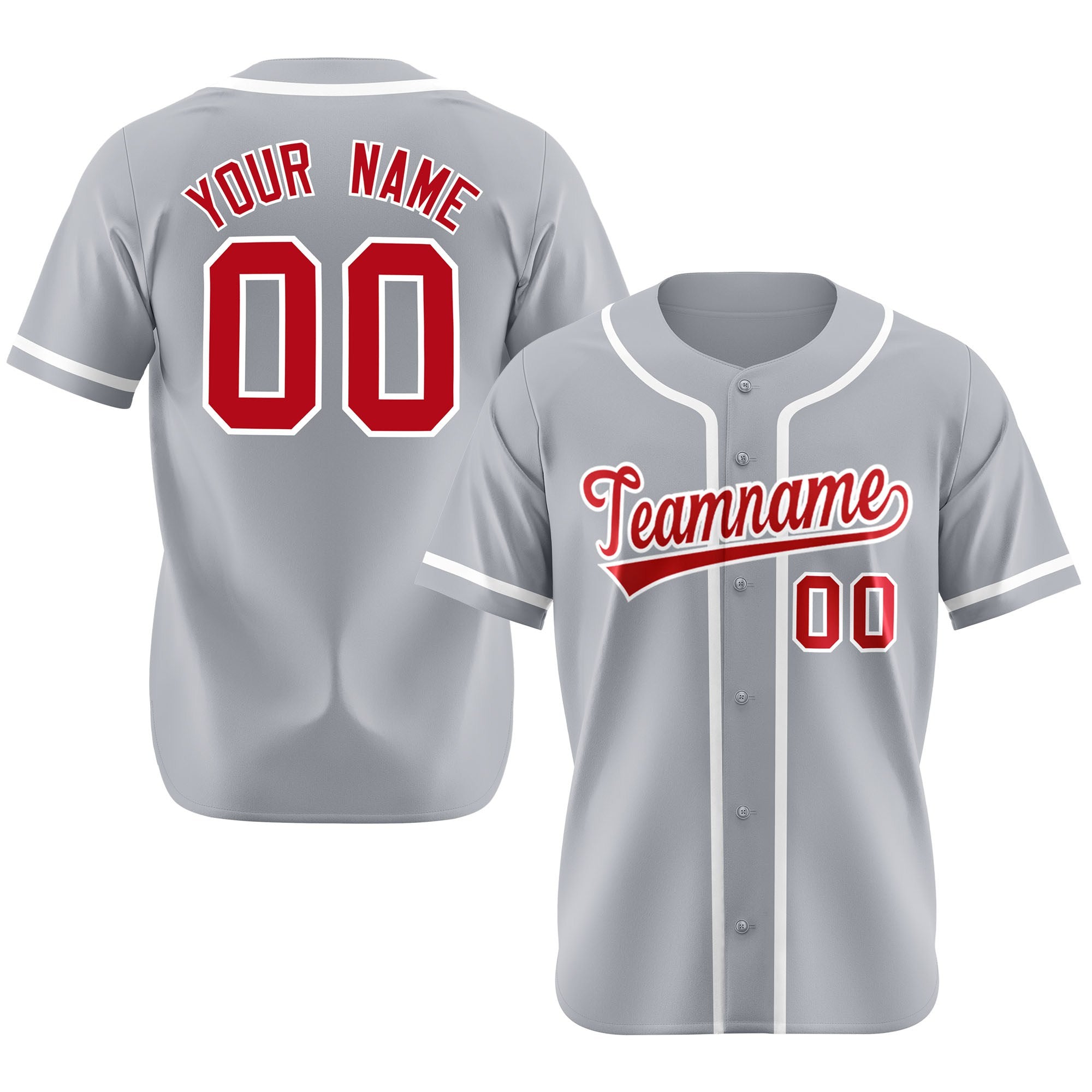 Custom Gray Red-White Classic Style Authentic Baseball Jersey