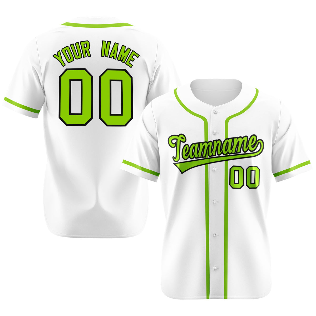 Custom White Neon Green Classic Style Authentic Baseball Jersey