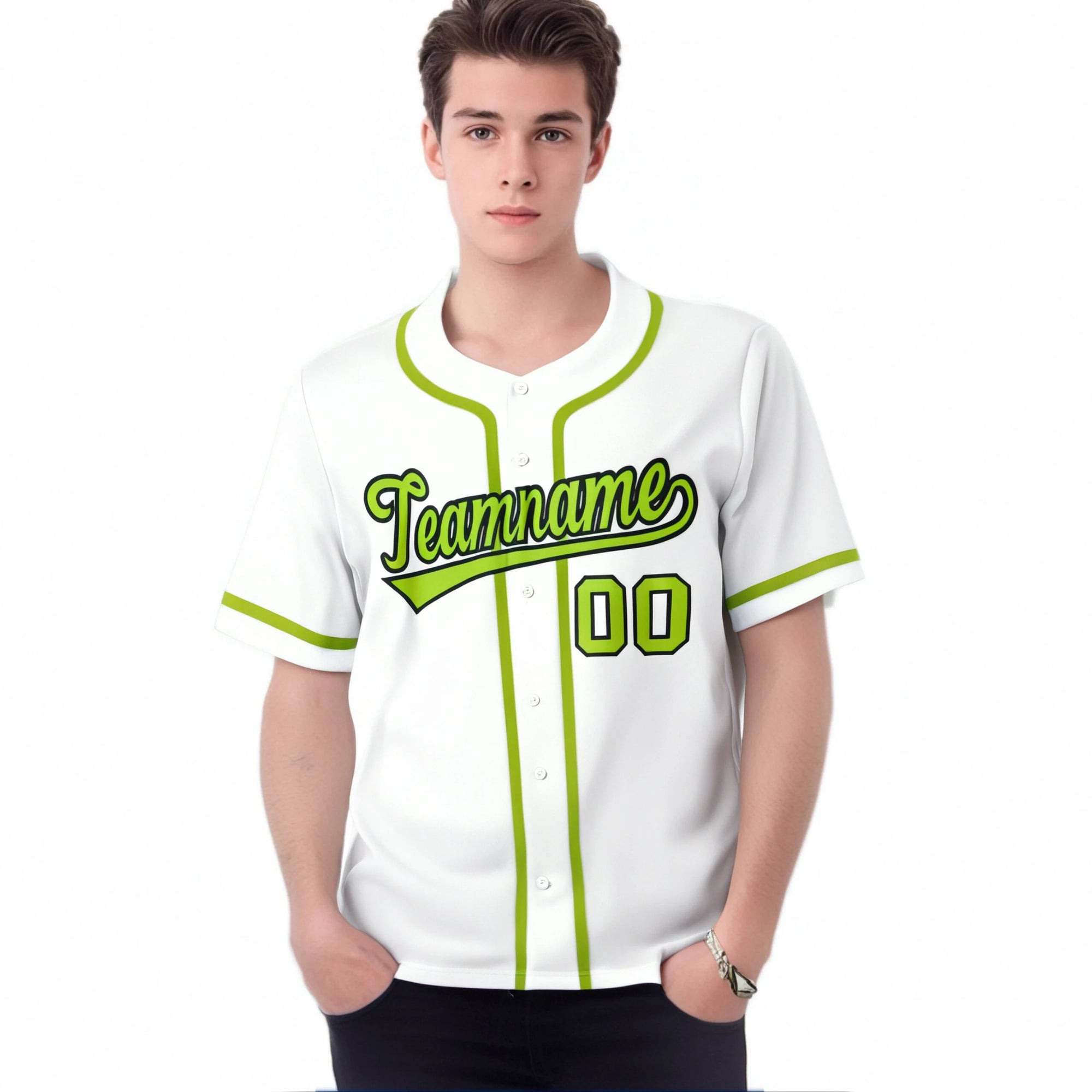 Custom White Neon Green Classic Style Authentic Baseball Jersey