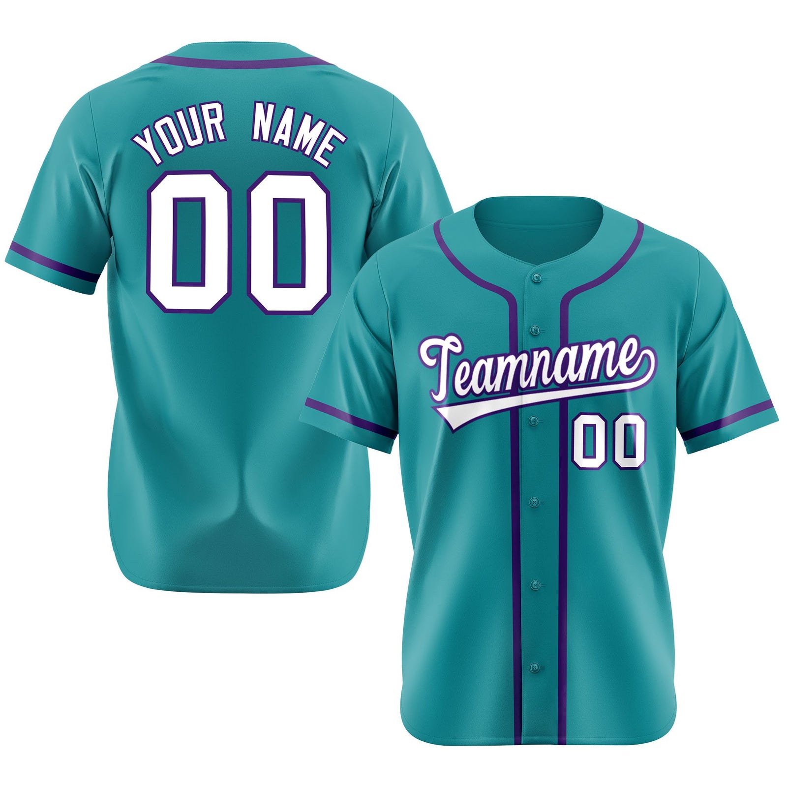 Custom Aqua White-Purple Classic Style Authentic Baseball Jersey