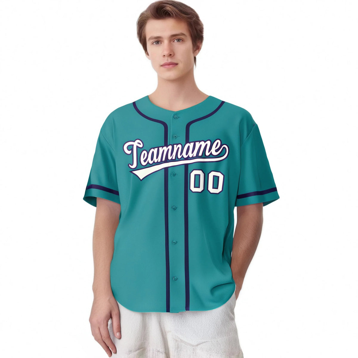 Custom Aqua White-Purple Classic Style Authentic Baseball Jersey