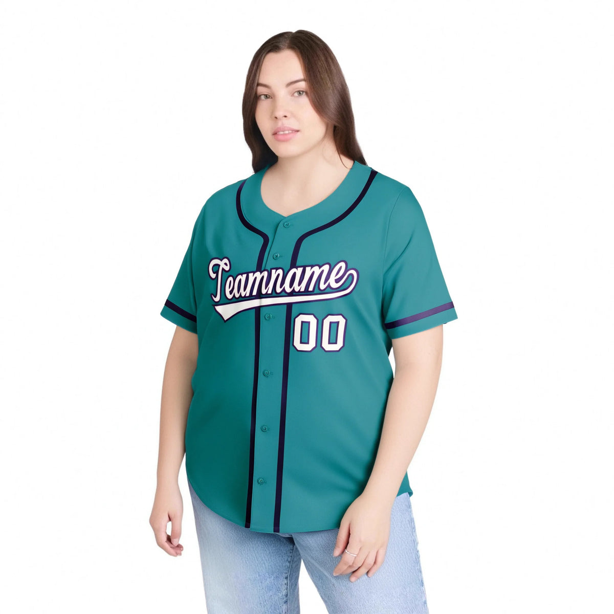 Custom Aqua White-Purple Classic Style Authentic Baseball Jersey