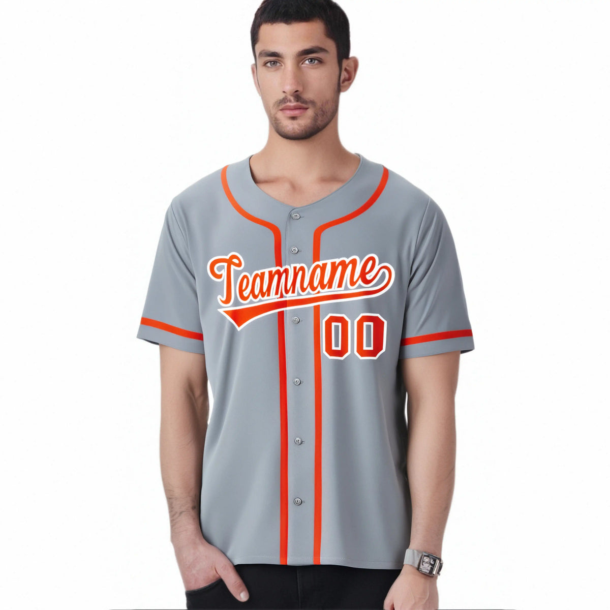 Custom Gray Orange Classic Style Authentic Baseball Jersey