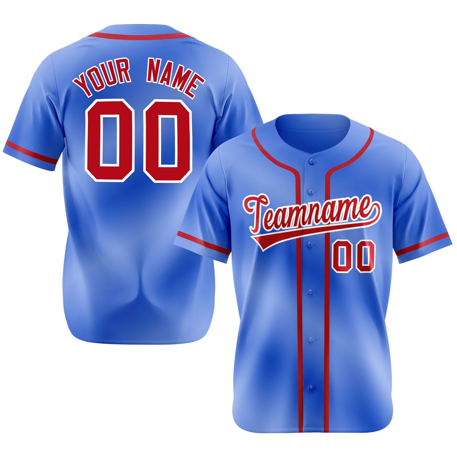 Custom Powder Blue Red Classic Style Authentic Baseball Jersey