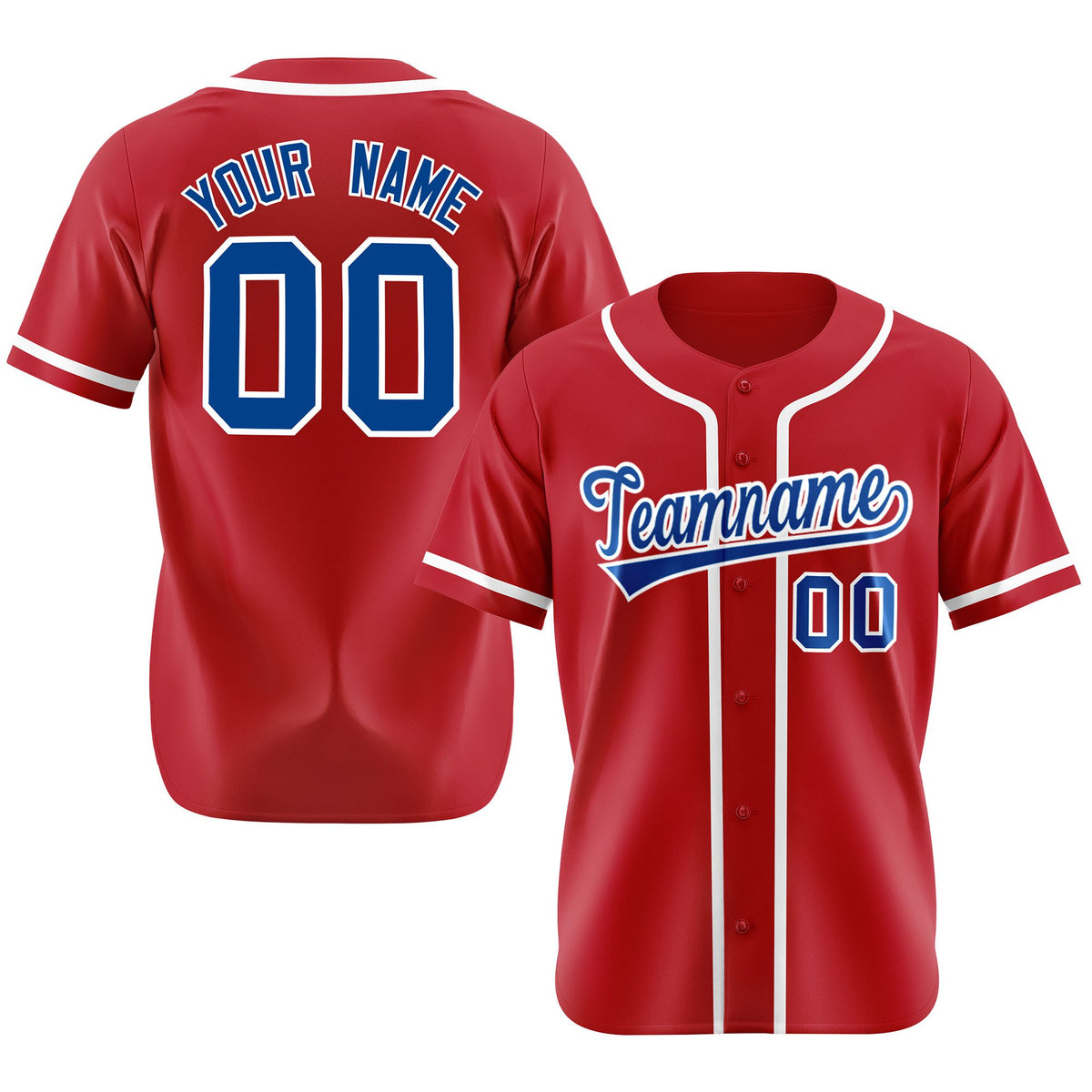 Custom Red Royal Blue-White Classic Style Authentic Baseball Jersey