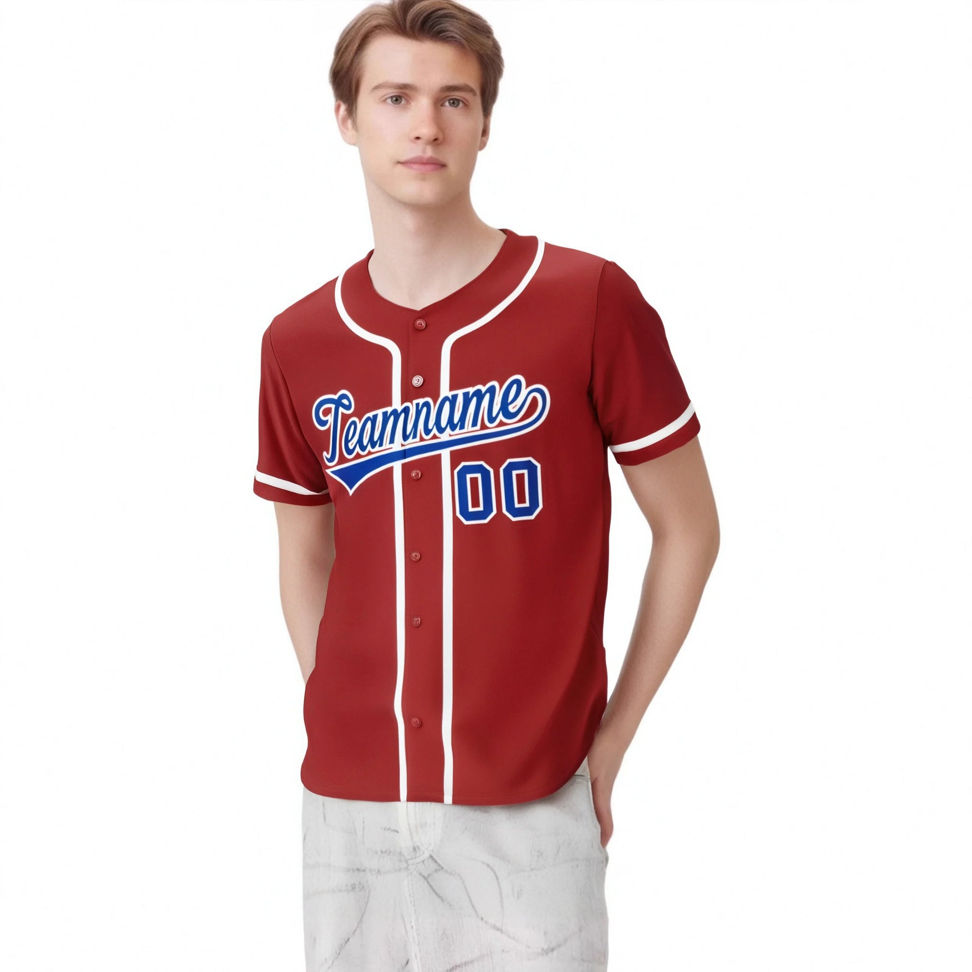 Custom Red Royal Blue-White Classic Style Authentic Baseball Jersey