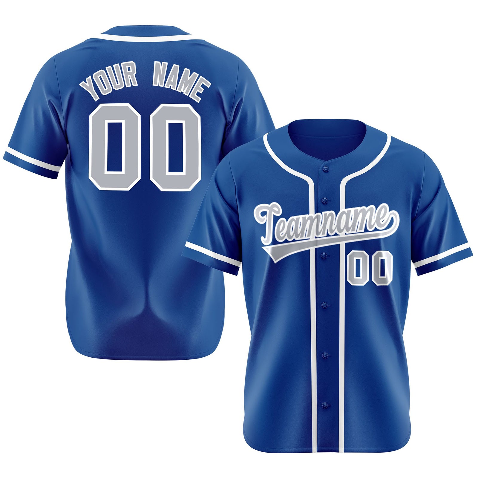 Custom Blue Gray-White Classic Style Authentic Baseball Jersey