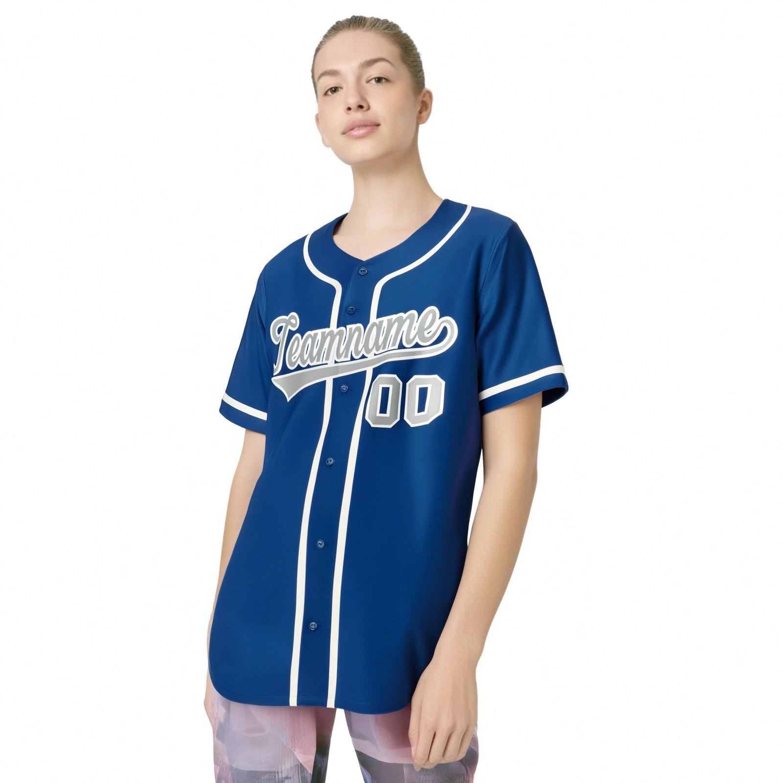 Custom Blue Gray-White Classic Style Authentic Baseball Jersey