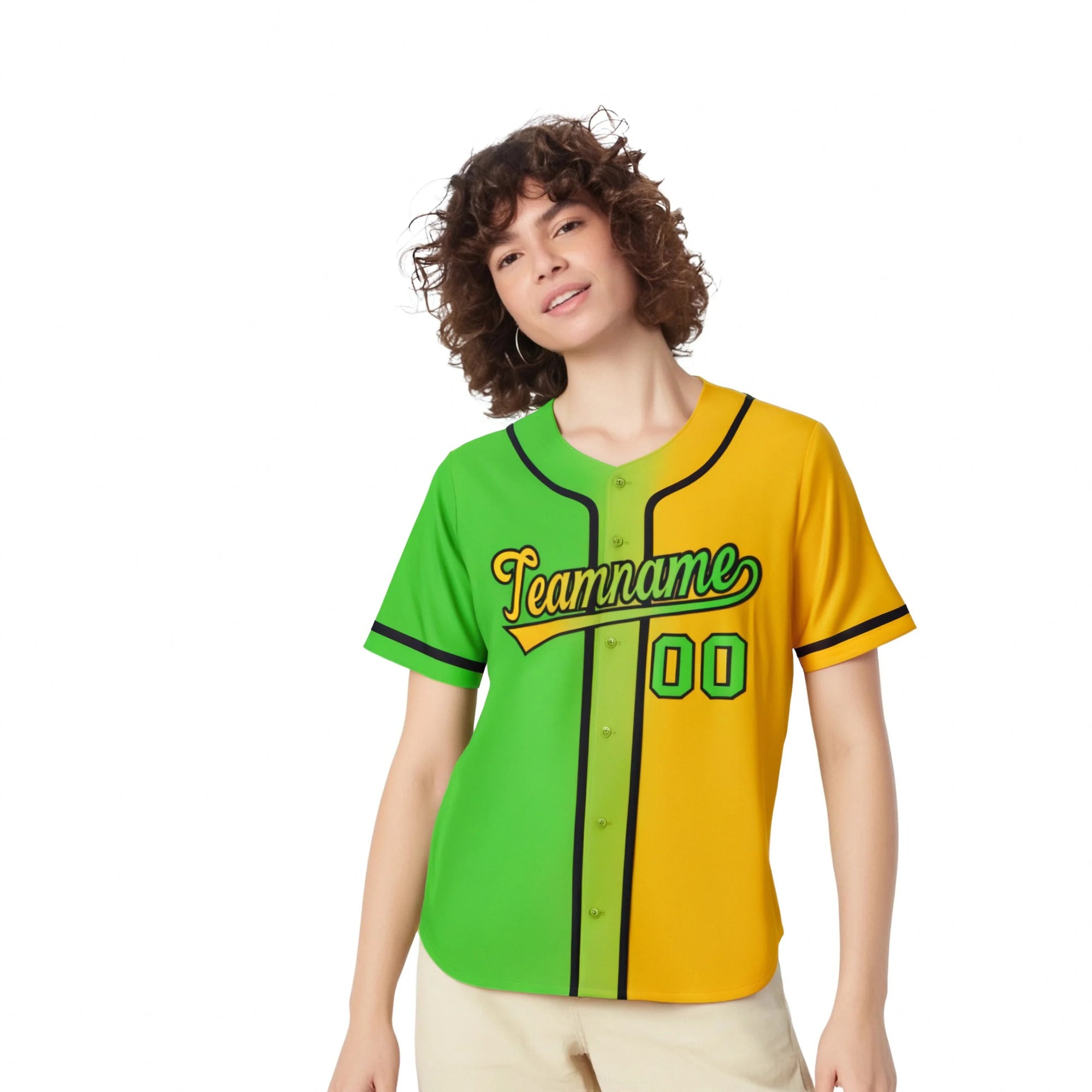 Custom Green Yellow Gradient Style Authentic Baseball Jersey