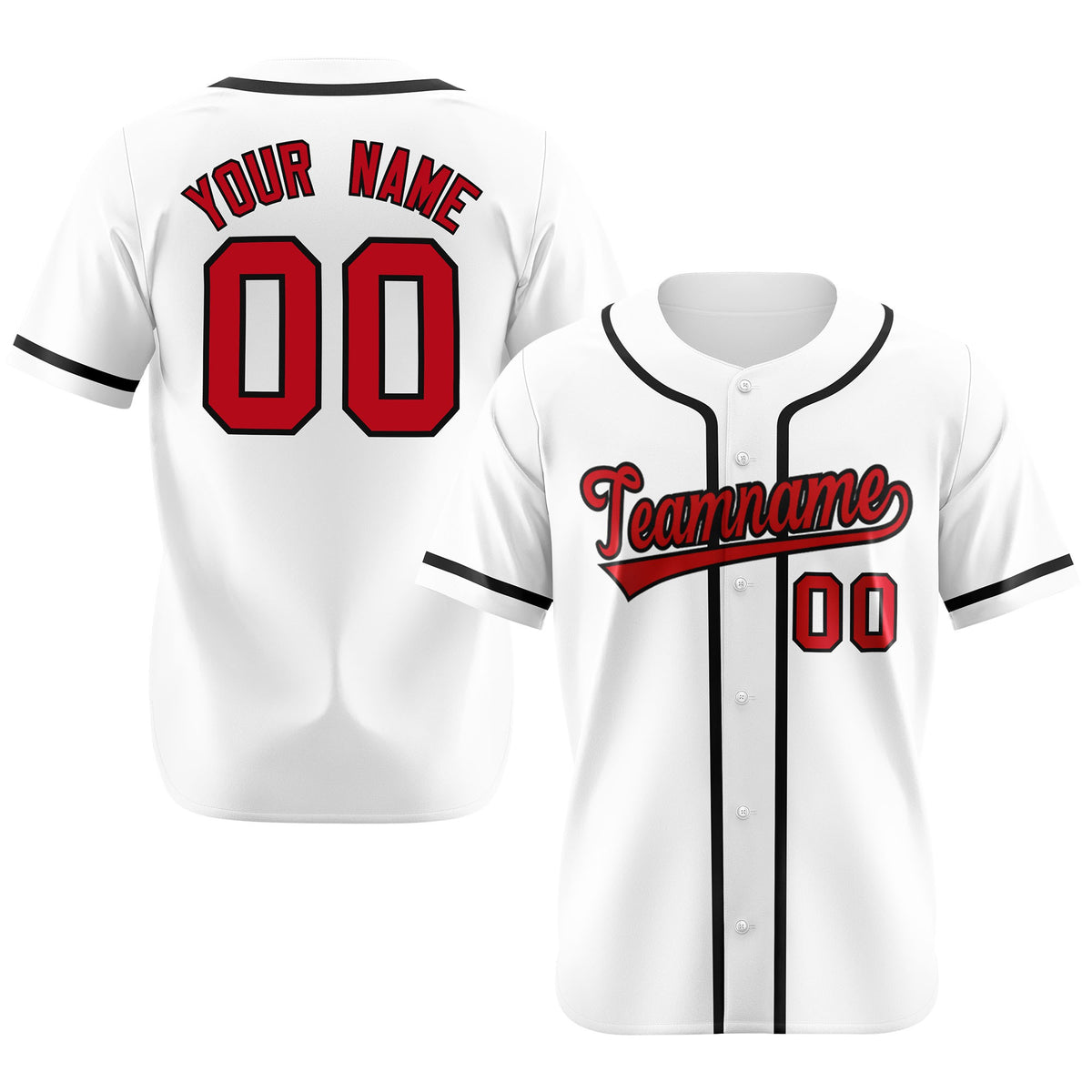 Custom White Red-Black Classic Style Authentic Baseball Jersey