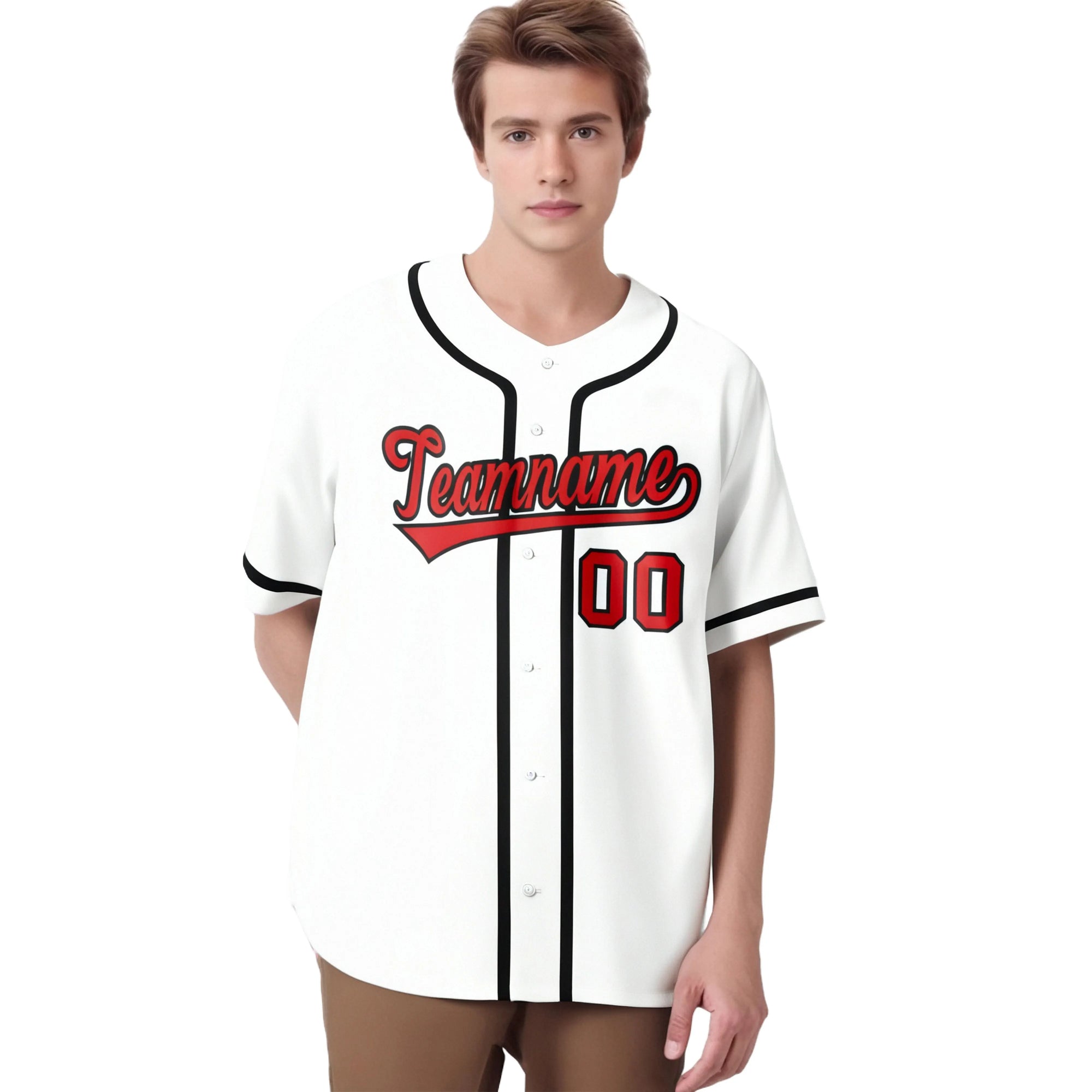 Custom White Red-Black Classic Style Authentic Baseball Jersey