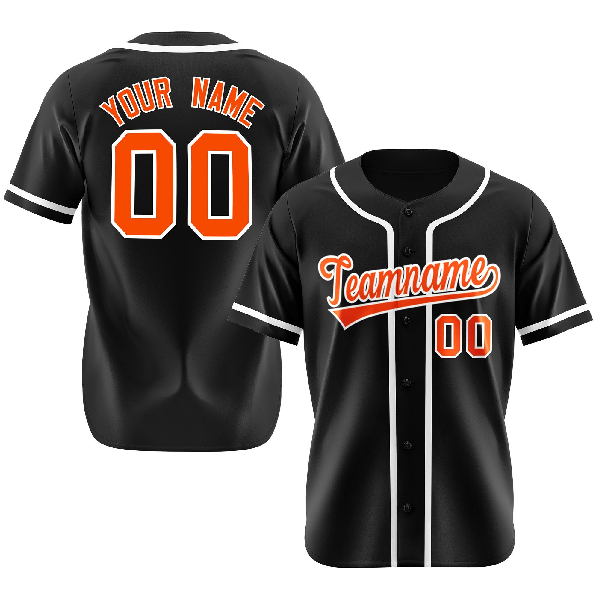 Custom Black Orange-White Classic Style Authentic Baseball Jersey