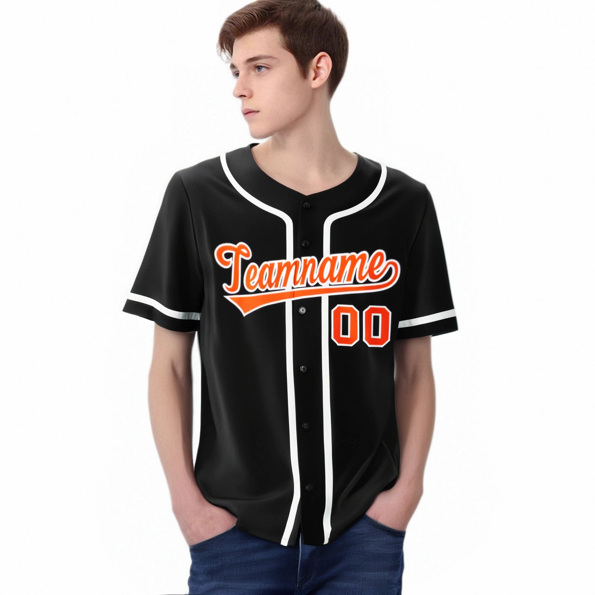 Custom Black Orange-White Classic Style Authentic Baseball Jersey