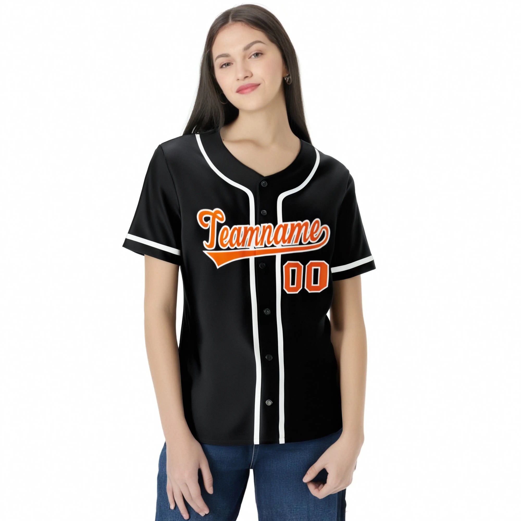 Custom Black Orange-White Classic Style Authentic Baseball Jersey